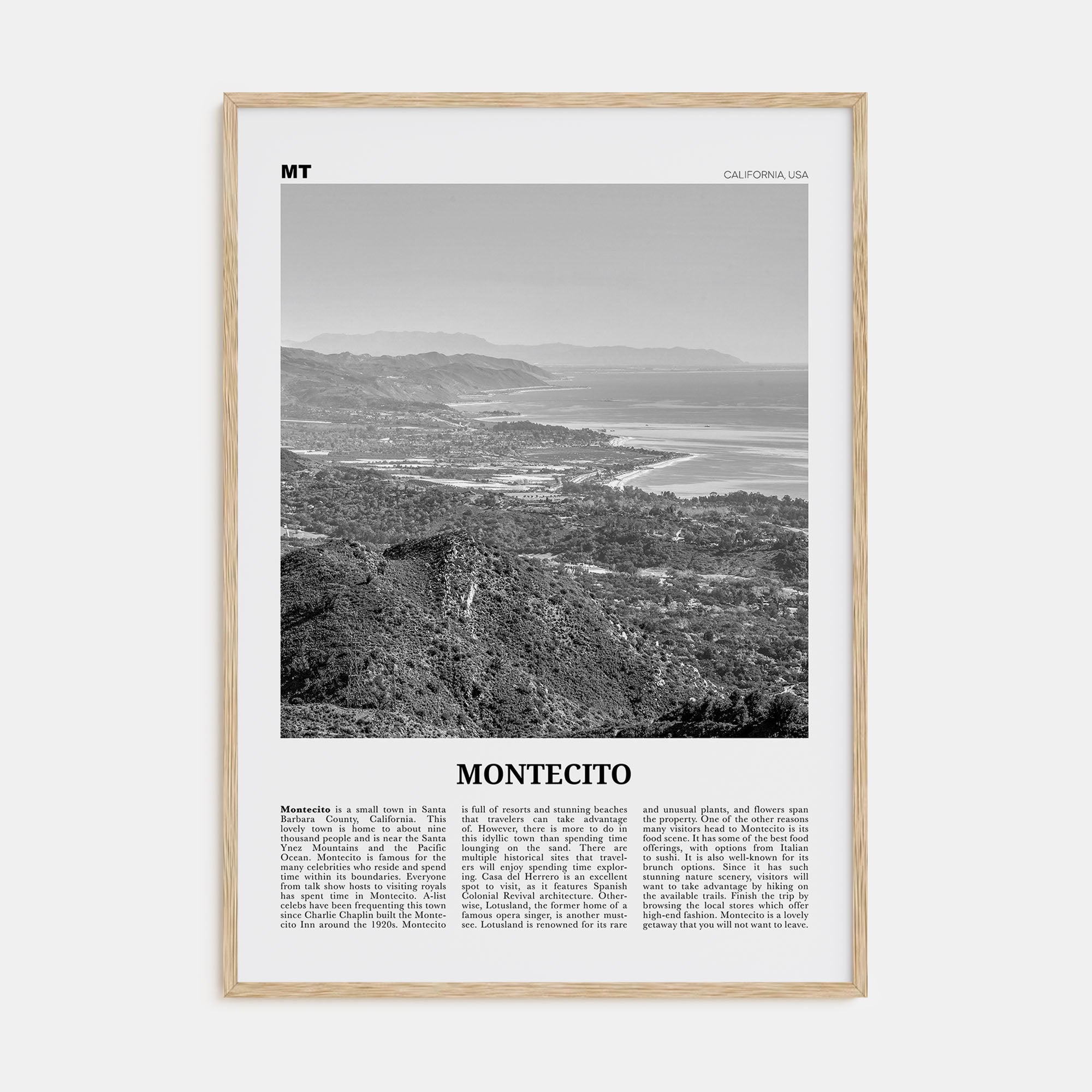 Montecito Travel B&W Poster