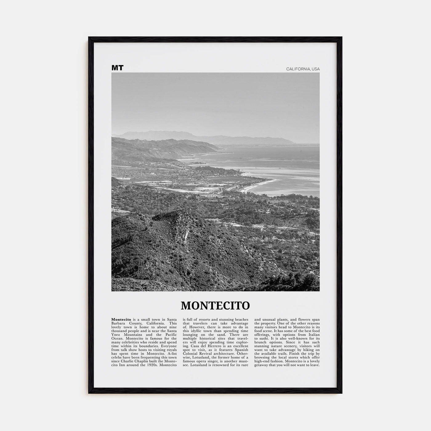 Montecito Travel B&W Poster