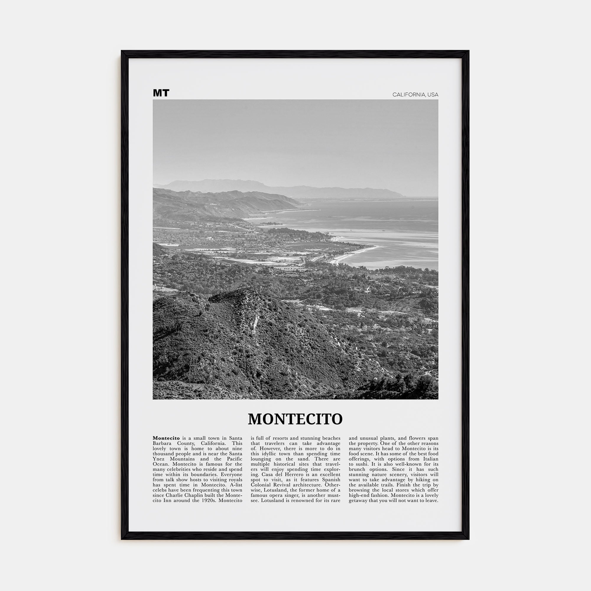 Montecito Travel B&W Poster