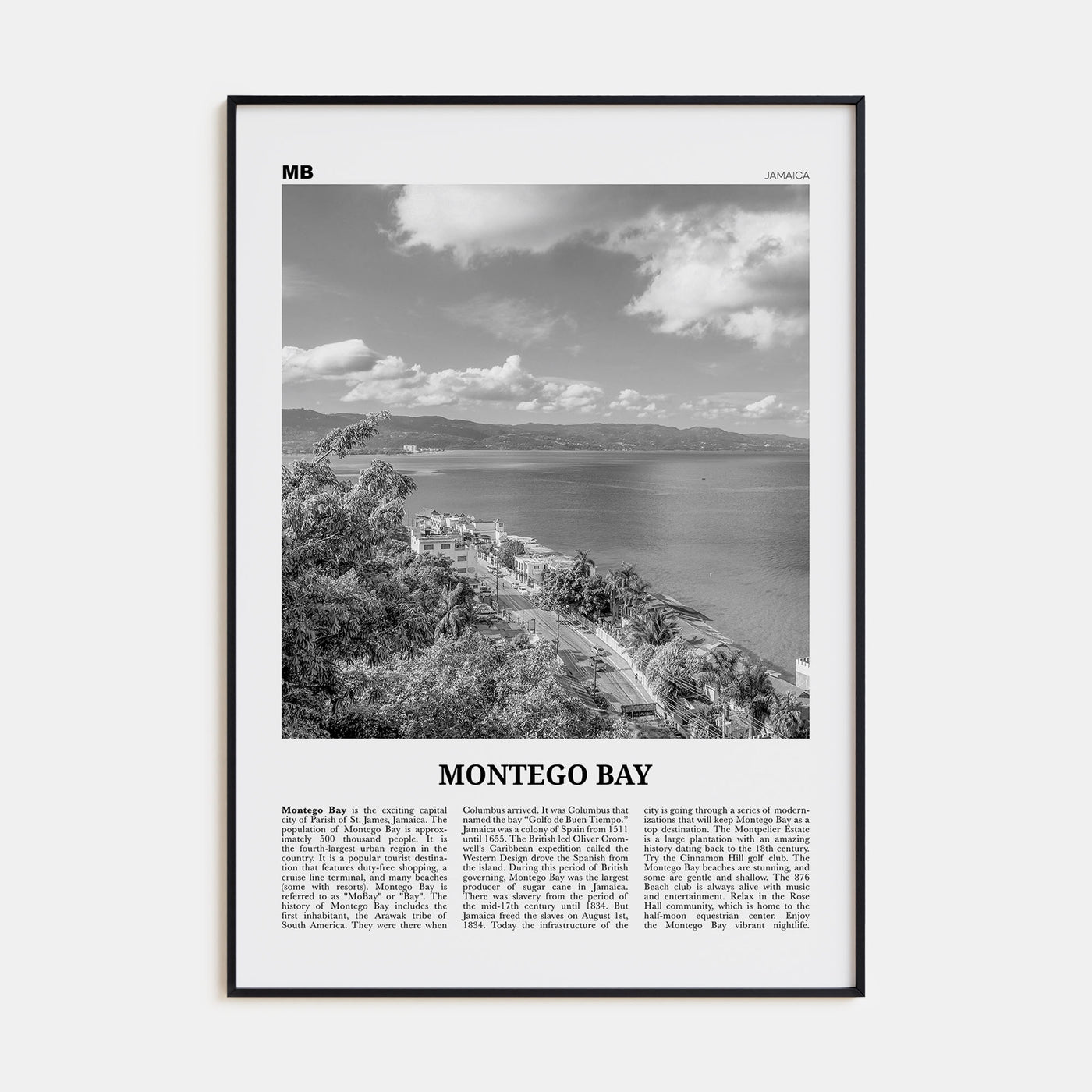 Montego Bay Travel B&W Poster