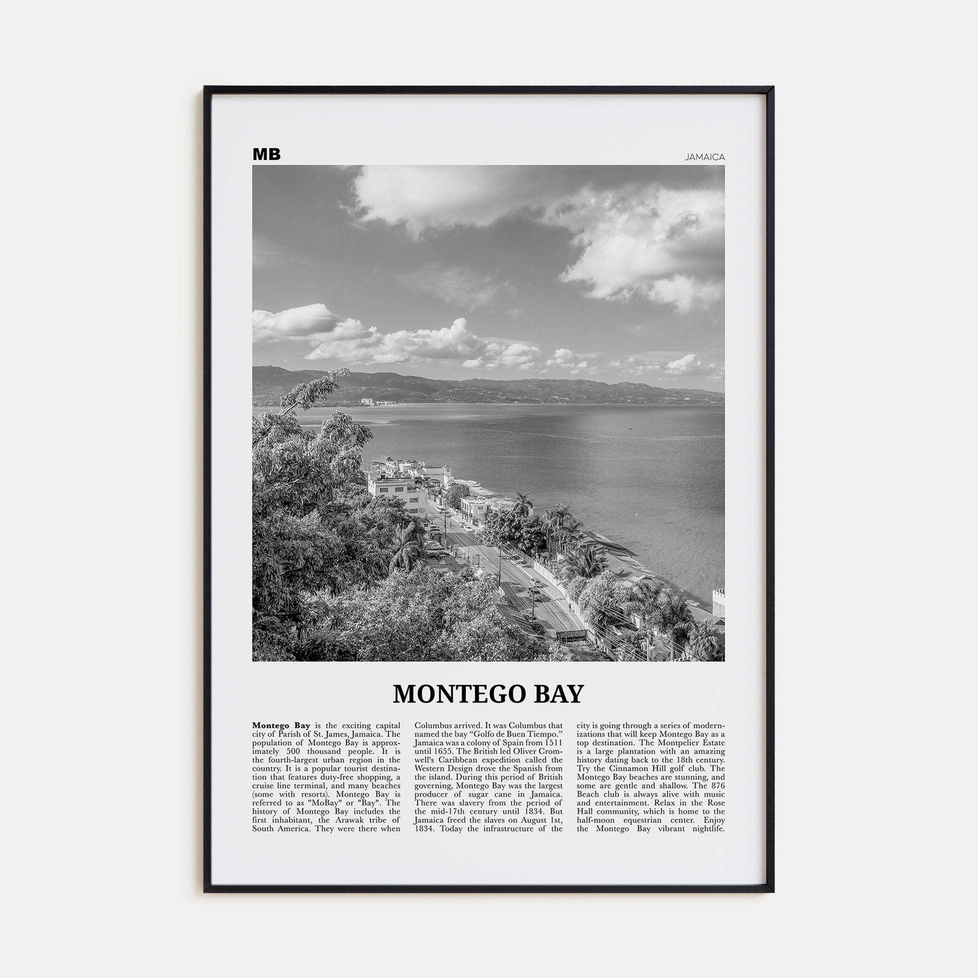 Montego Bay Travel B&W Poster