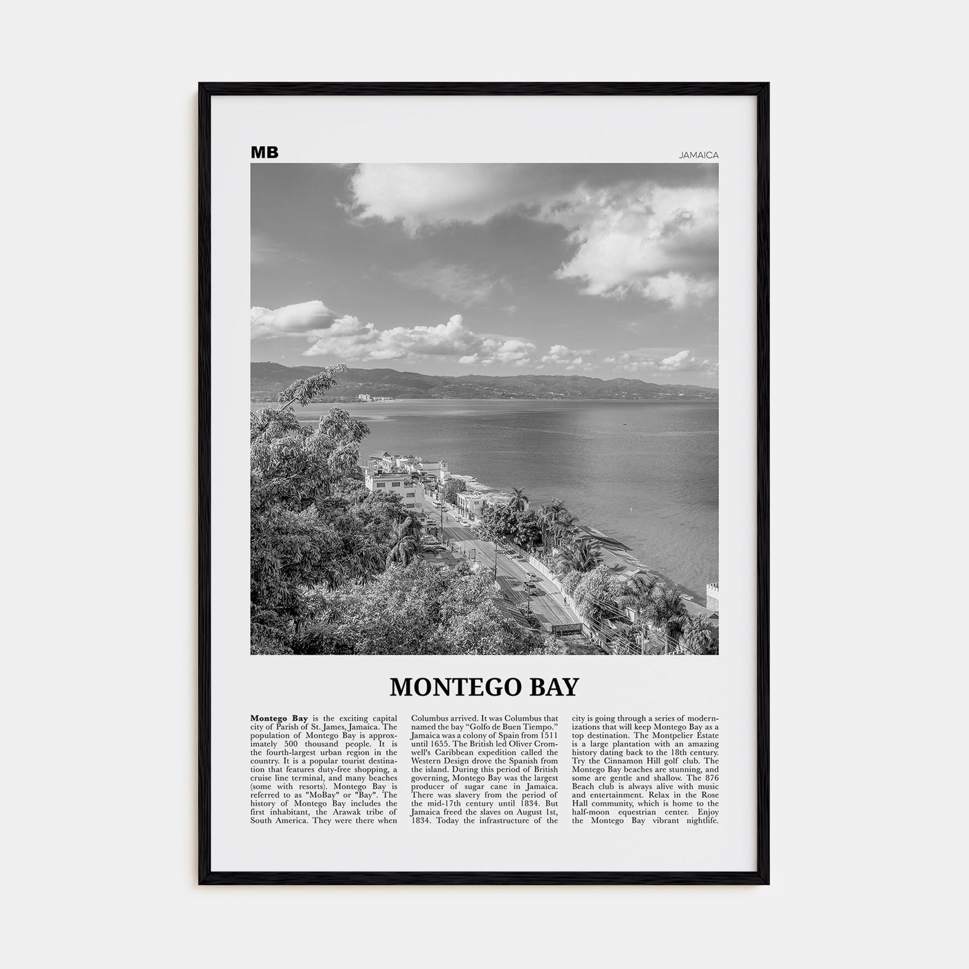 Montego Bay Travel B&W Poster