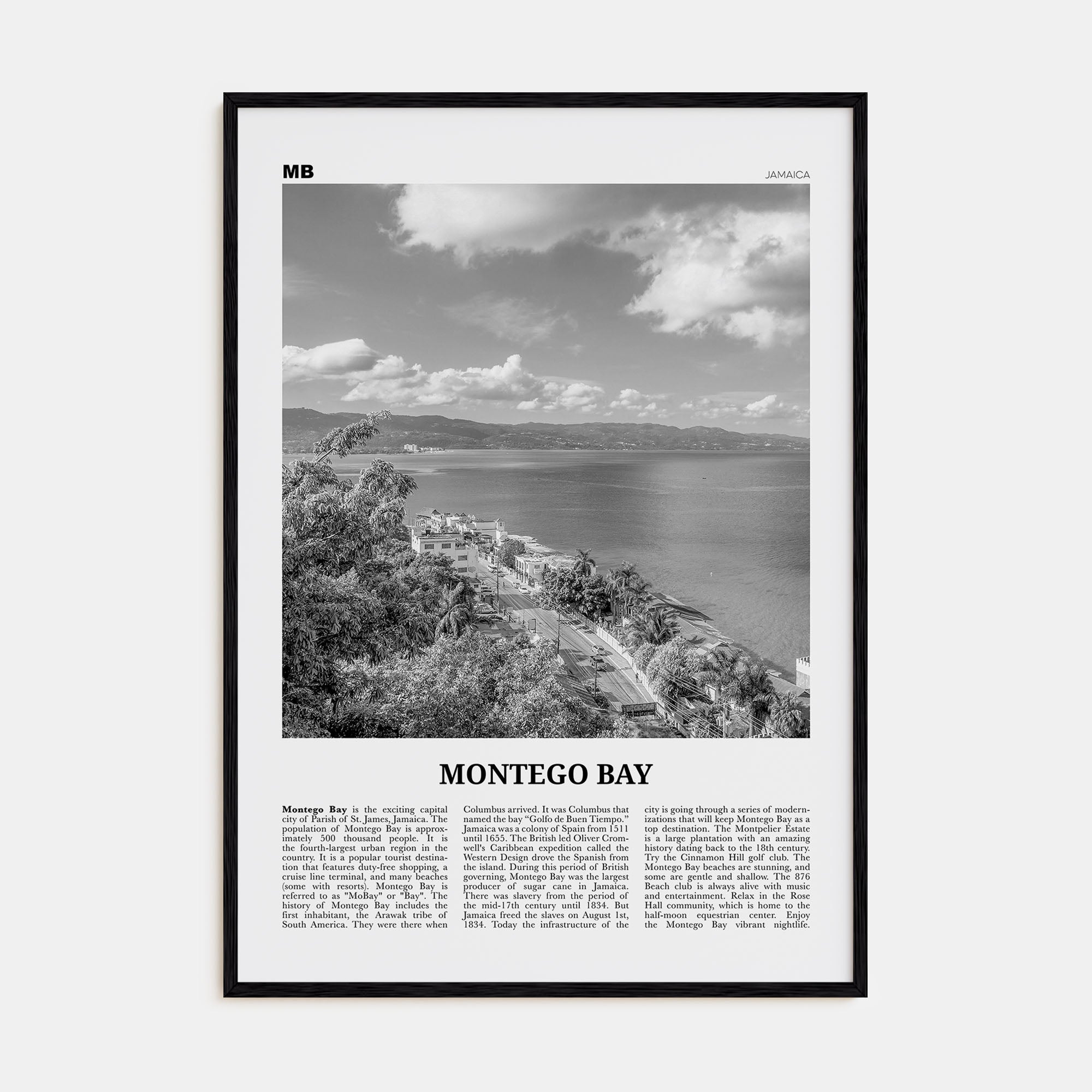 Montego Bay Travel B&W Poster