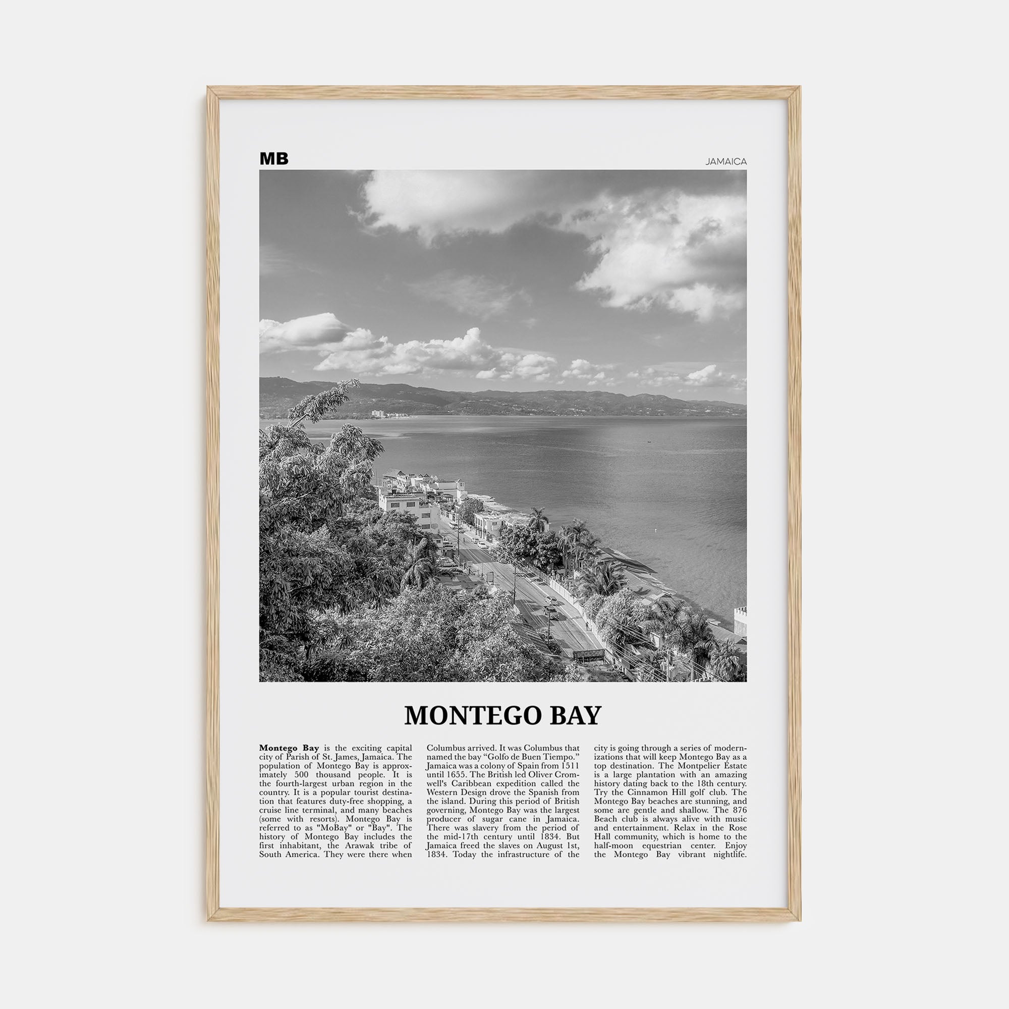 Montego Bay Travel B&W Poster
