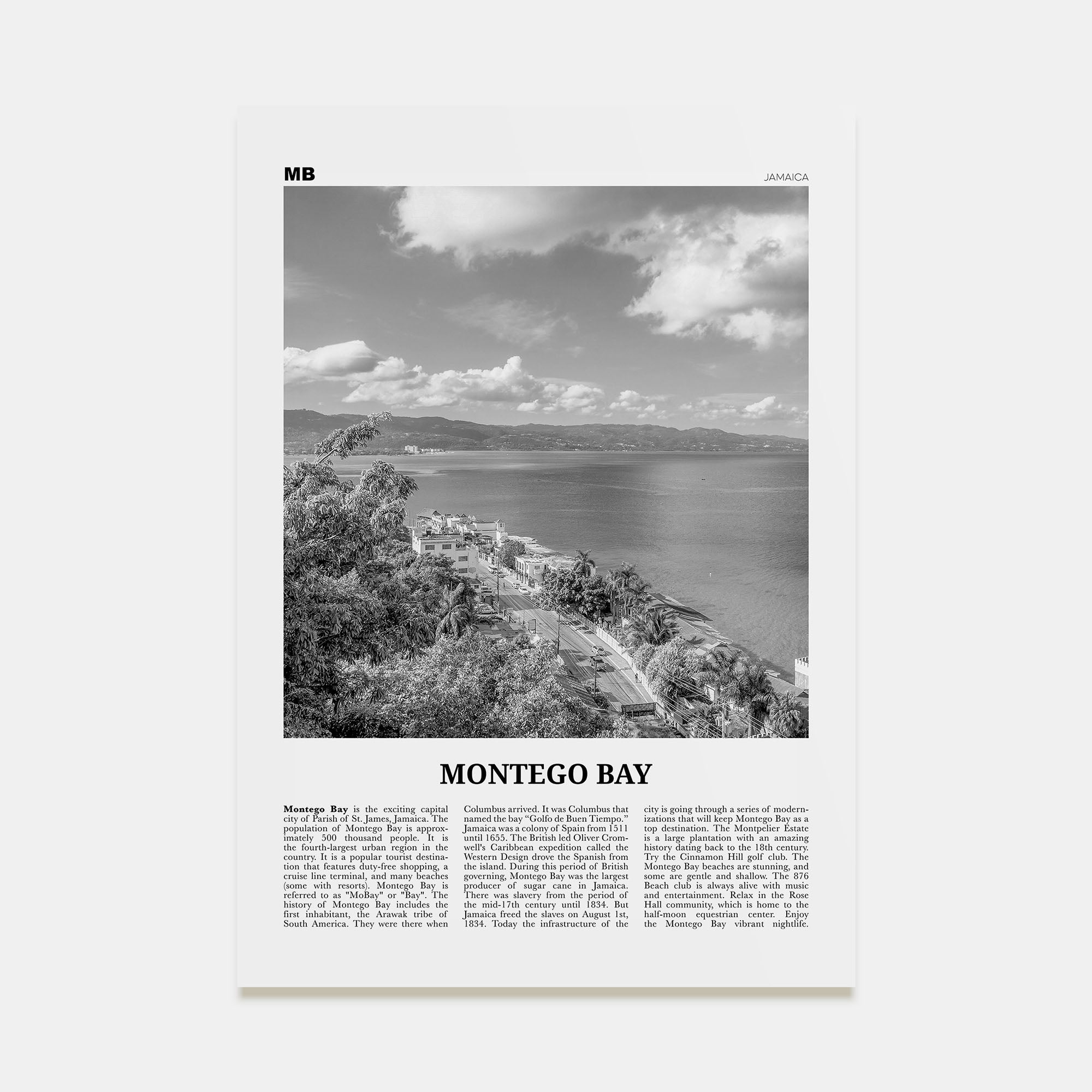 Montego Bay Travel B&W Poster