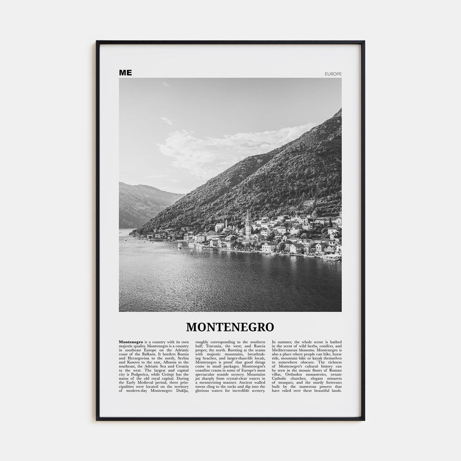Montenegro Travel B&W Poster