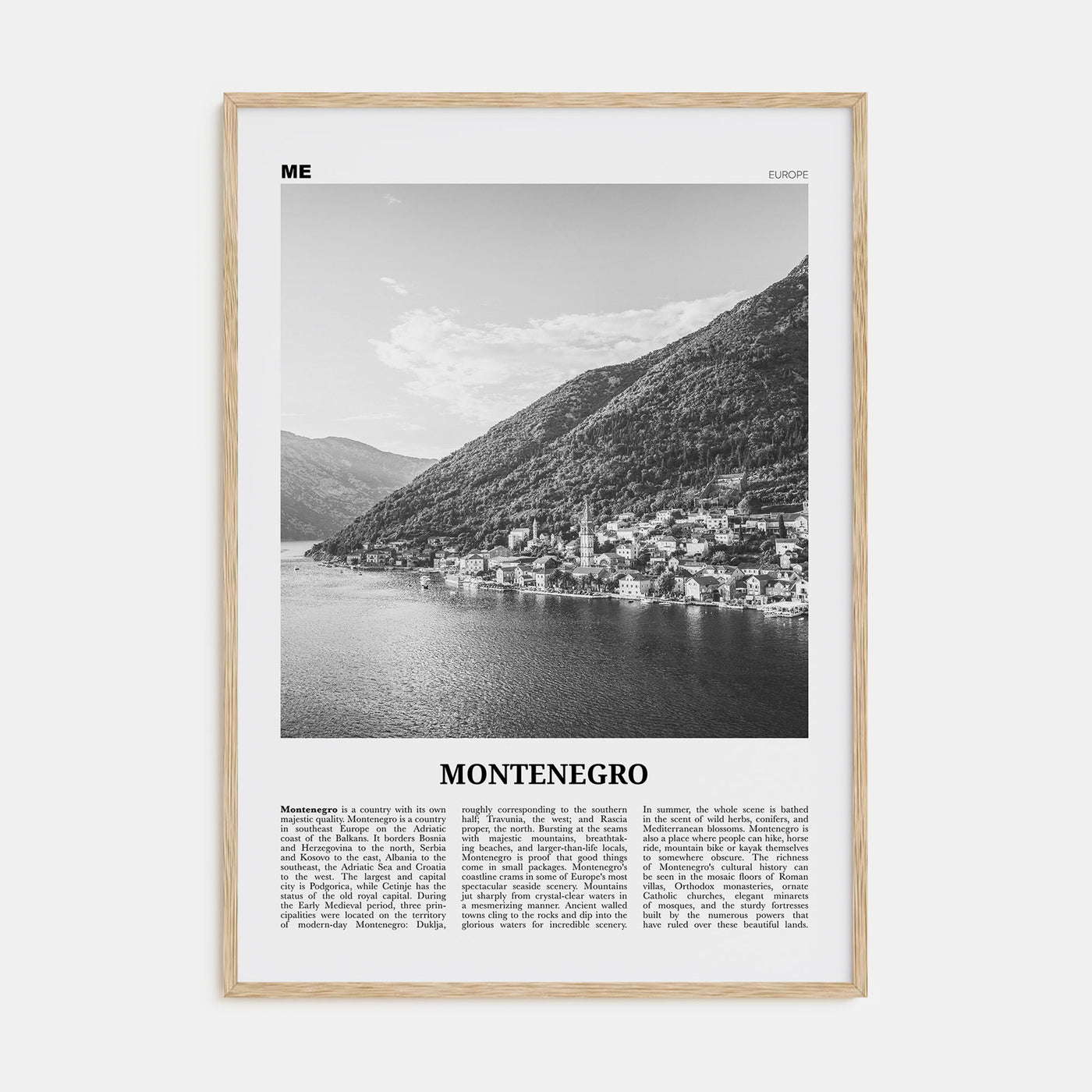 Montenegro Travel B&W Poster