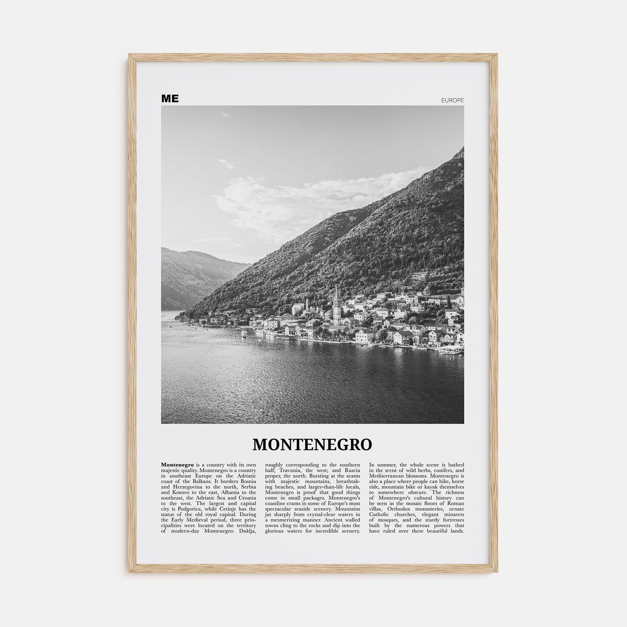 Montenegro Travel B&W Poster