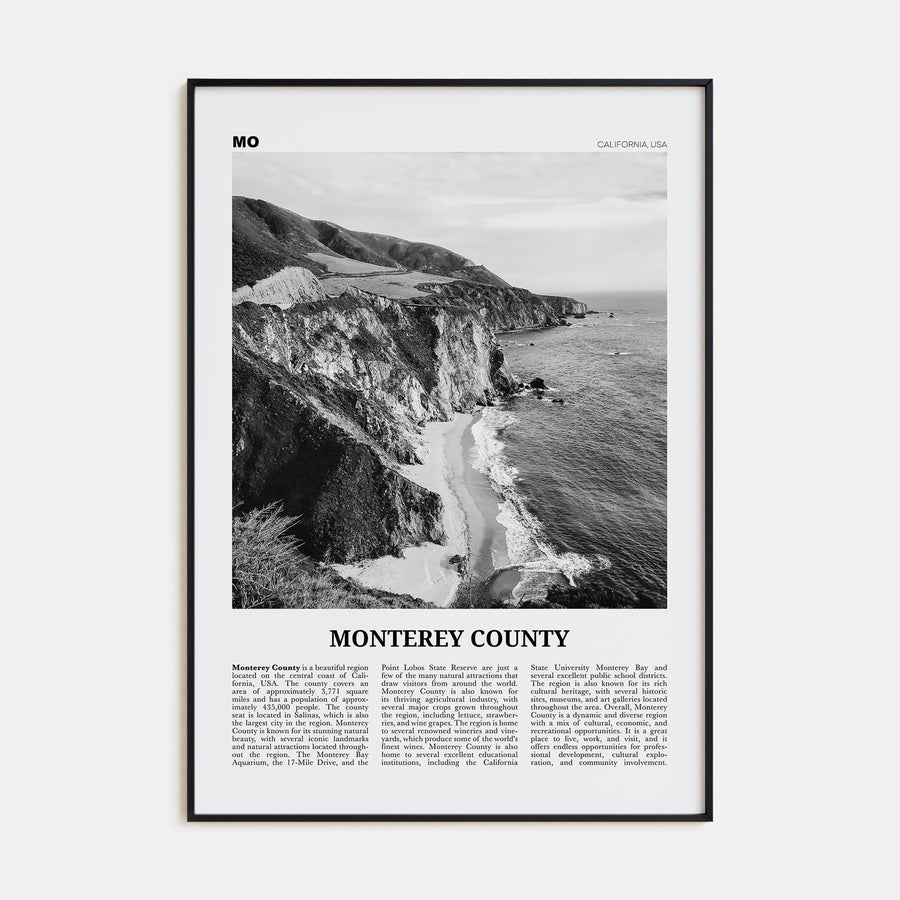 Monterey County Travel B&W Poster