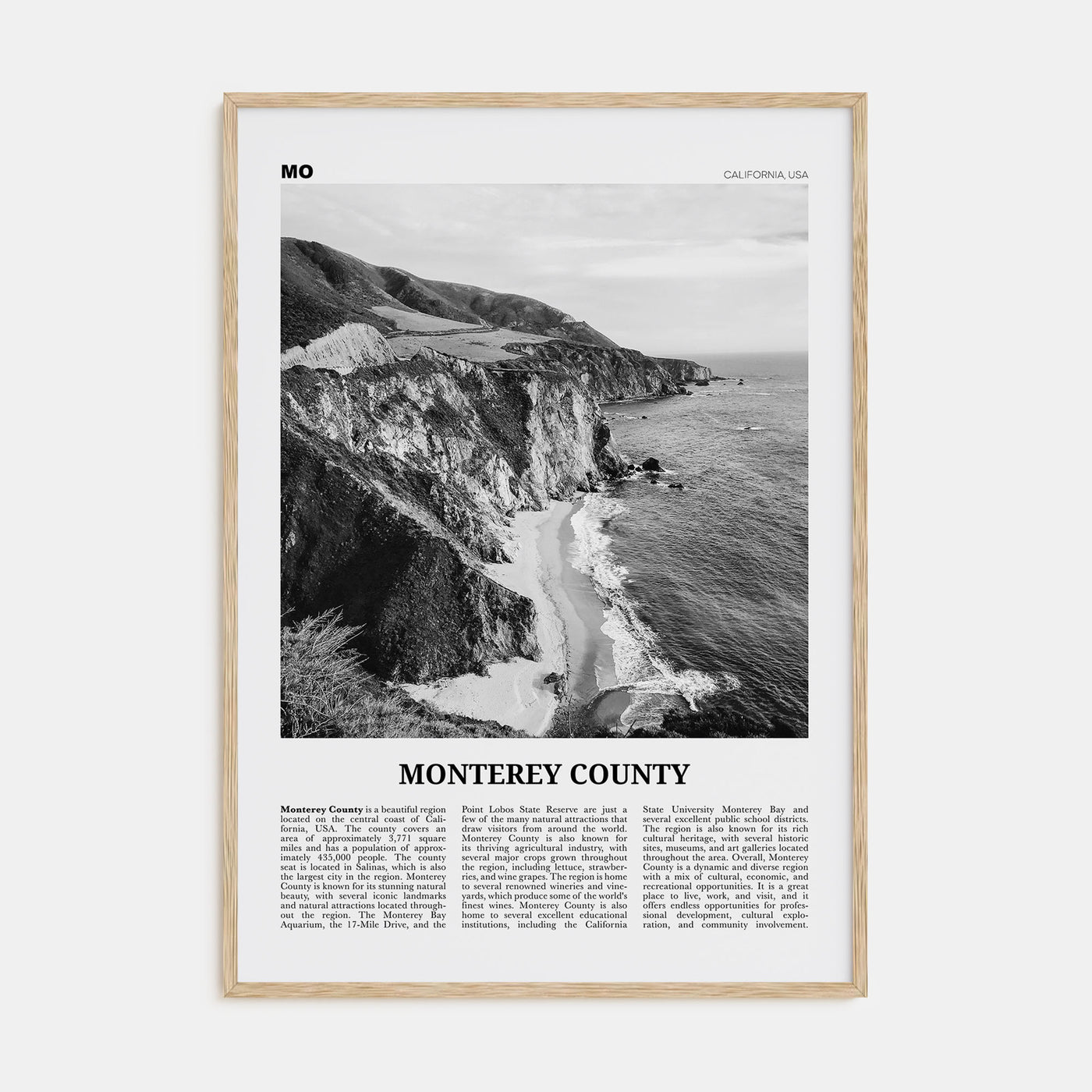 Monterey County Travel B&W Poster