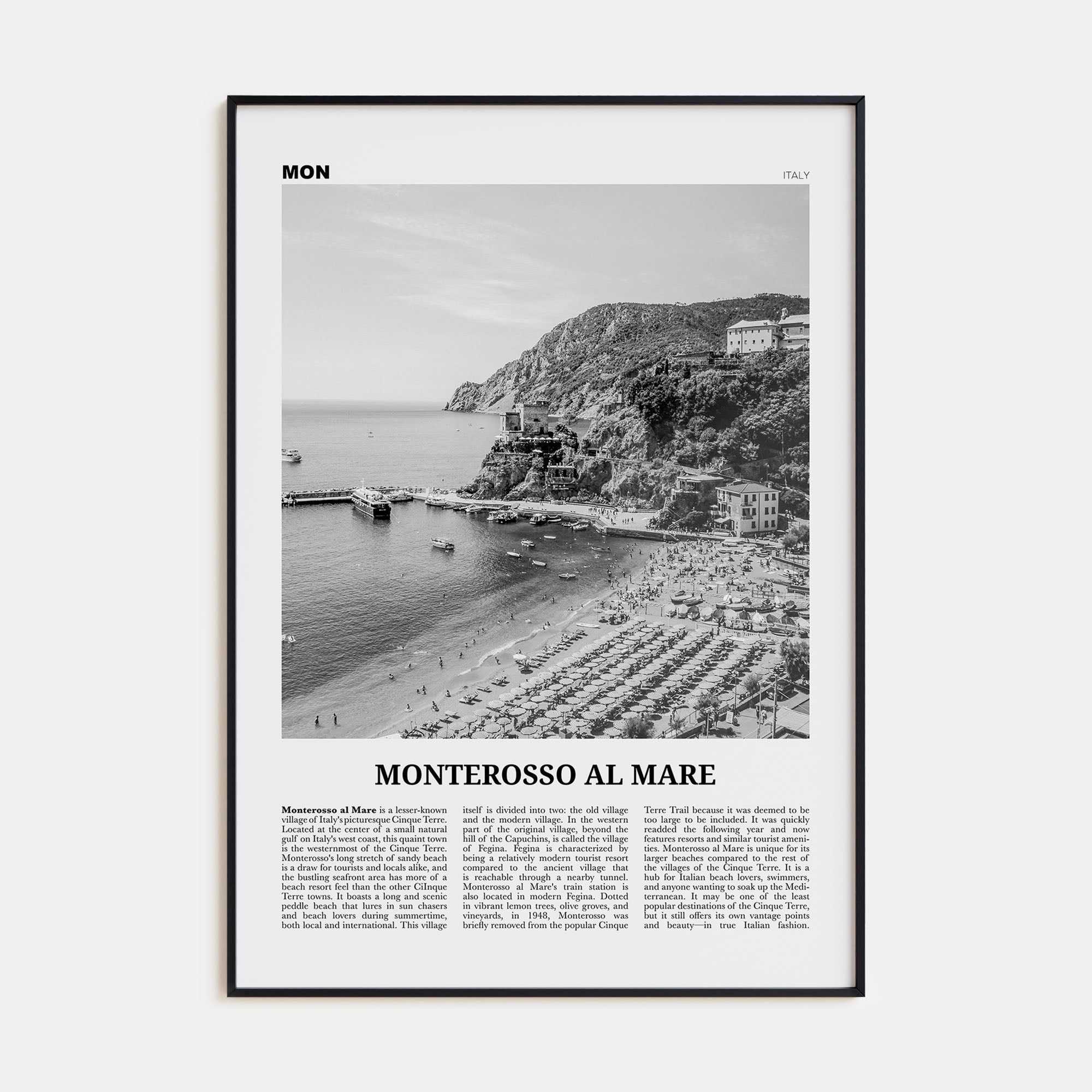 Monterosso al Mare Travel B&W Poster