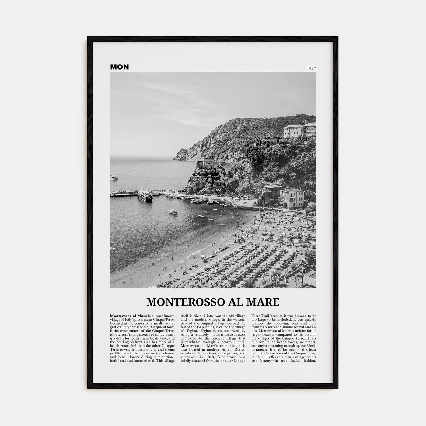 Monterosso al Mare Travel B&W Poster
