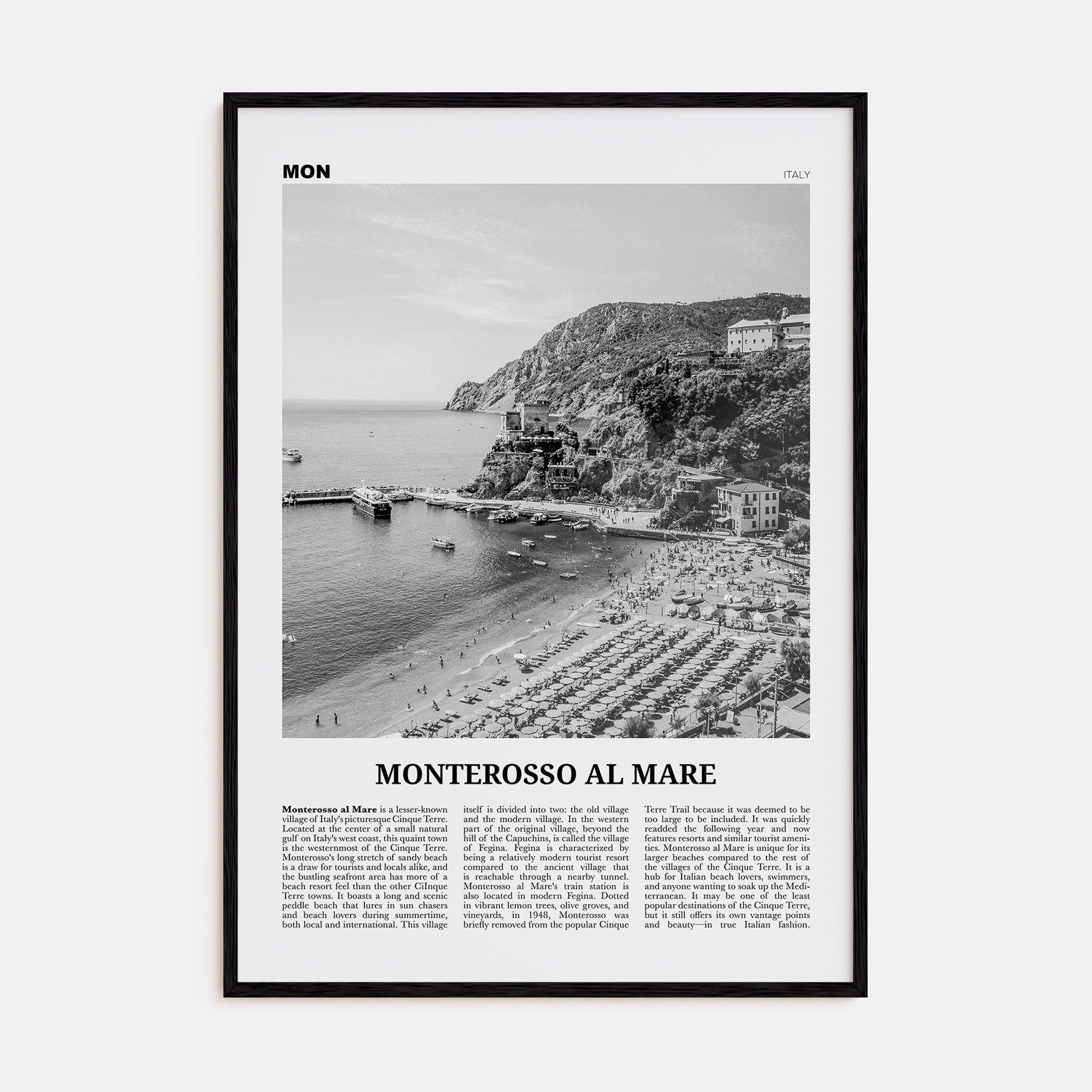 Monterosso al Mare Travel B&W Poster