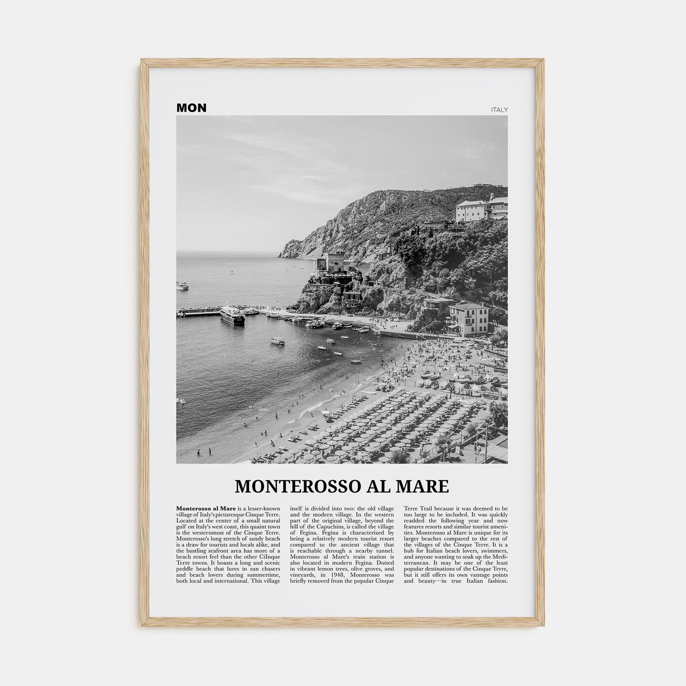 Monterosso al Mare Travel B&W Poster