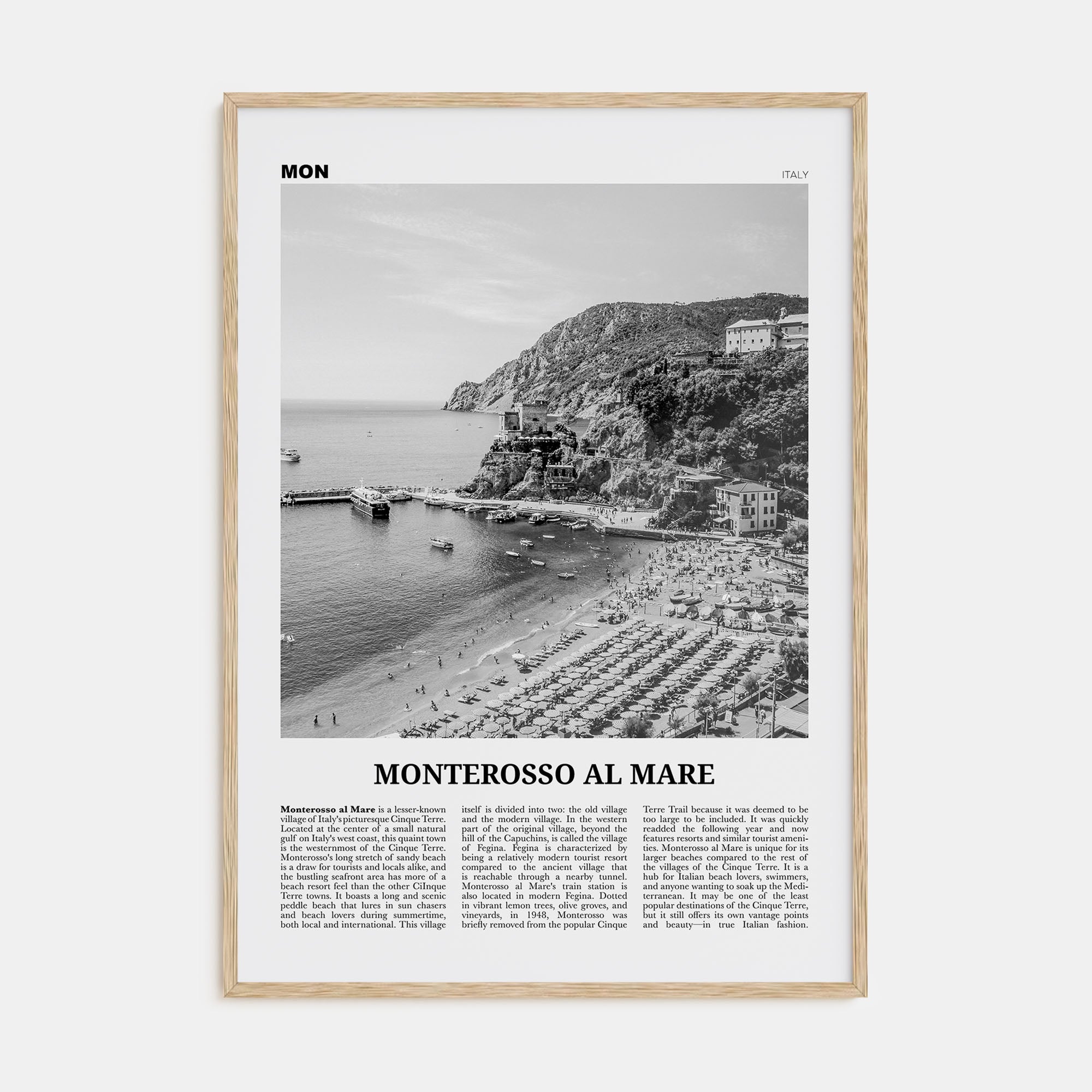 Monterosso al Mare Travel B&W Poster