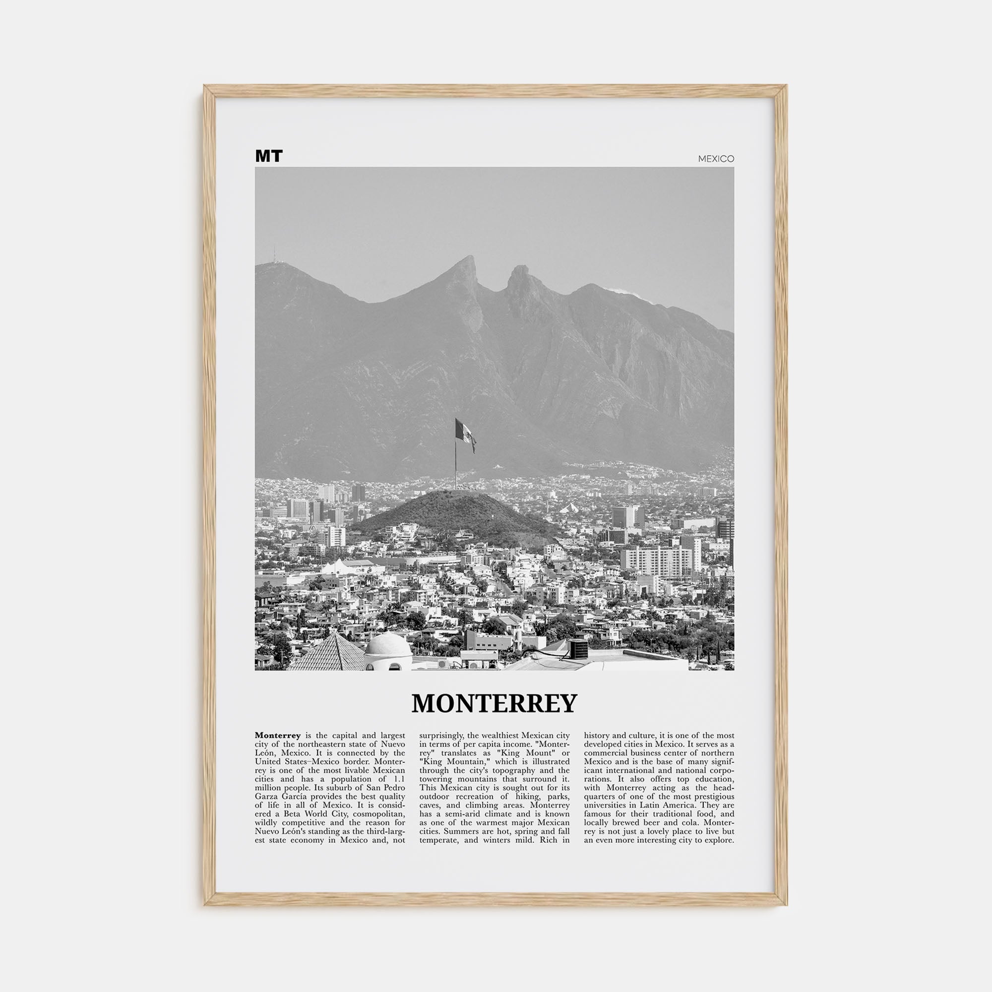 Monterrey Travel B&W No 2 Poster