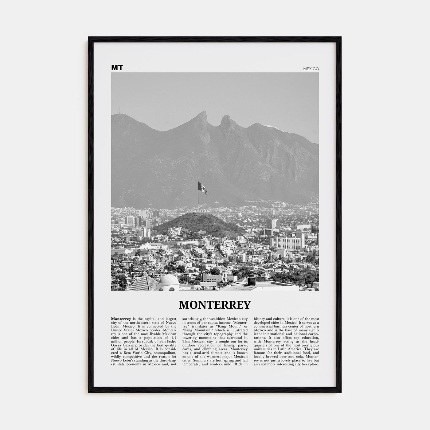 Monterrey Travel B&W No 2 Poster
