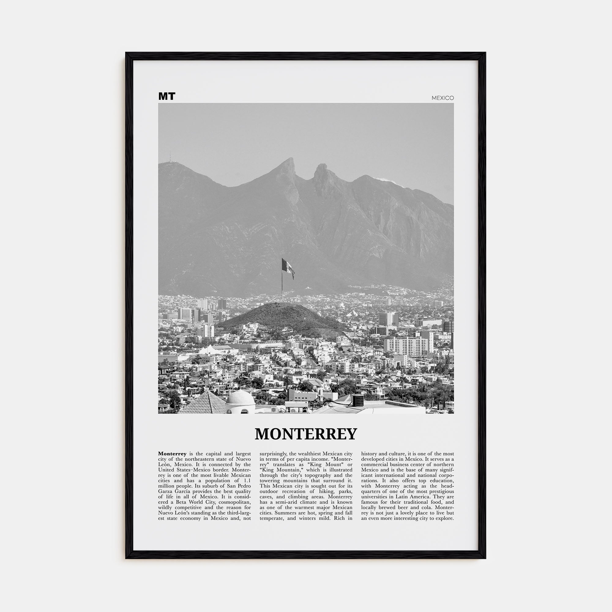 Monterrey Travel B&W No 2 Poster