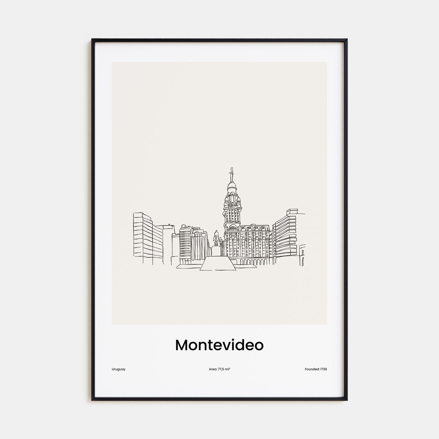 Montevideo Drawn Poster