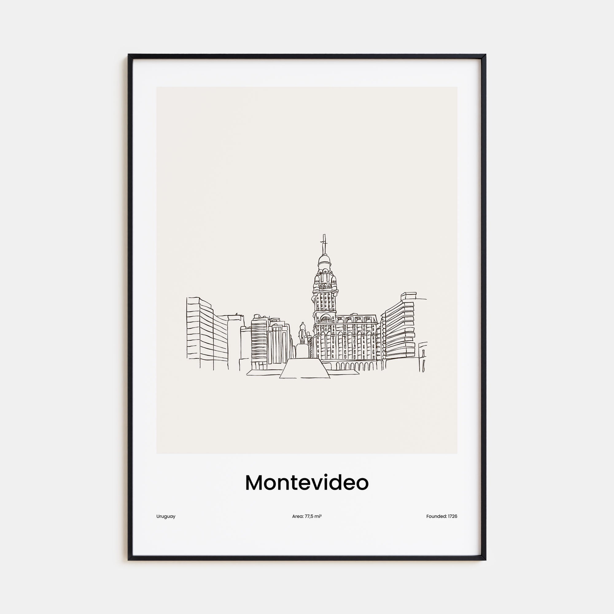 Montevideo Drawn Poster
