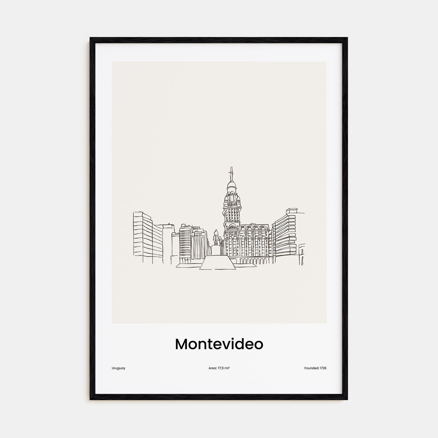 Montevideo Drawn Poster