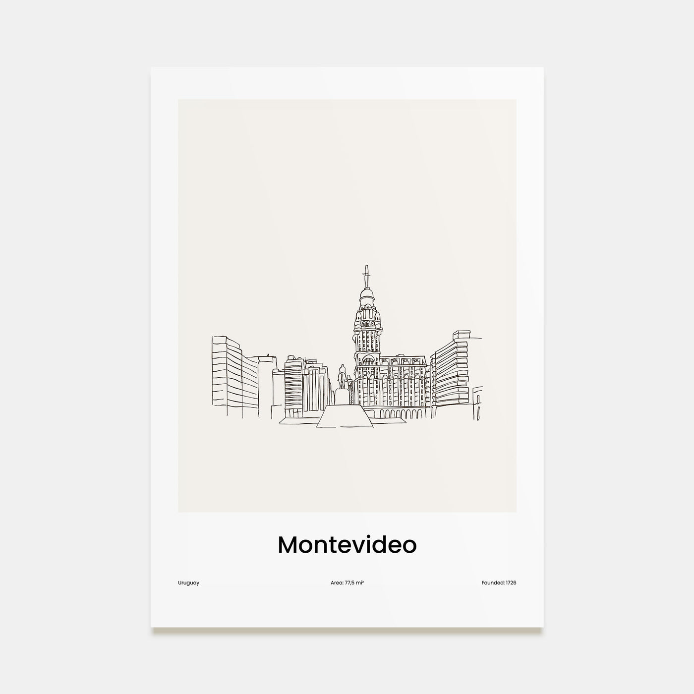 Montevideo Drawn Poster