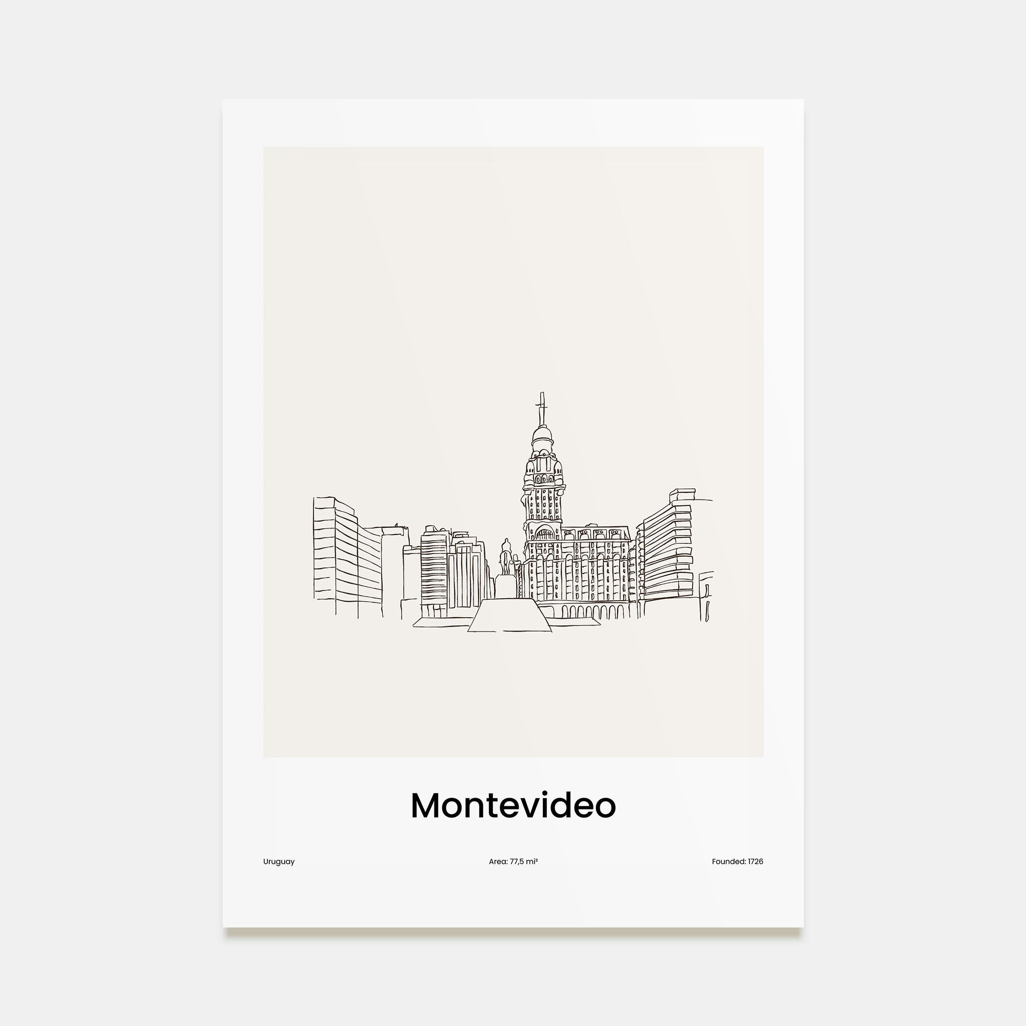 Montevideo Drawn Poster
