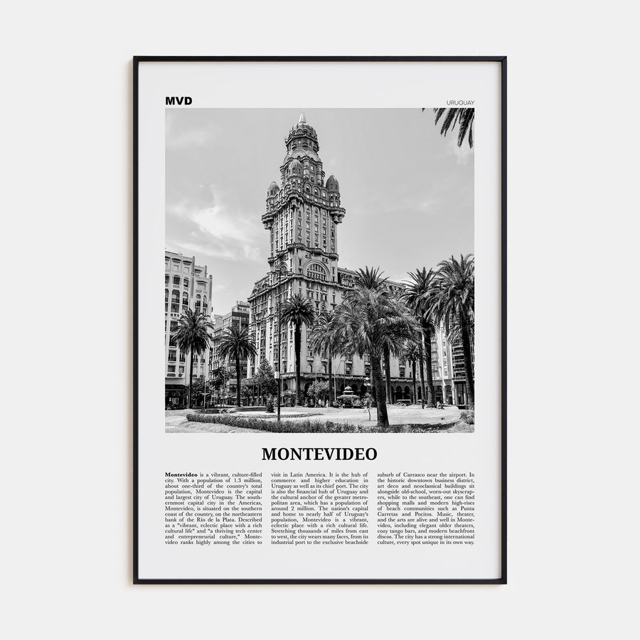 Montevideo Travel B&W Poster