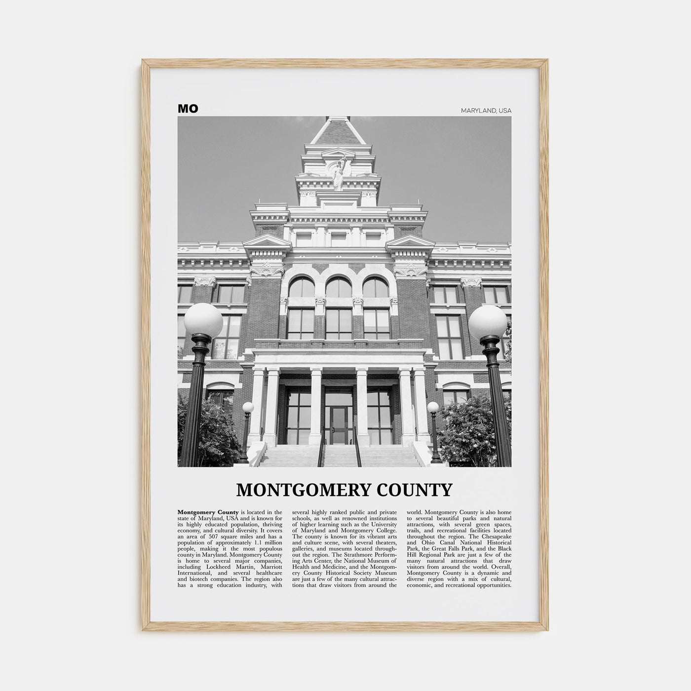 Montgomery County Travel B&W Poster