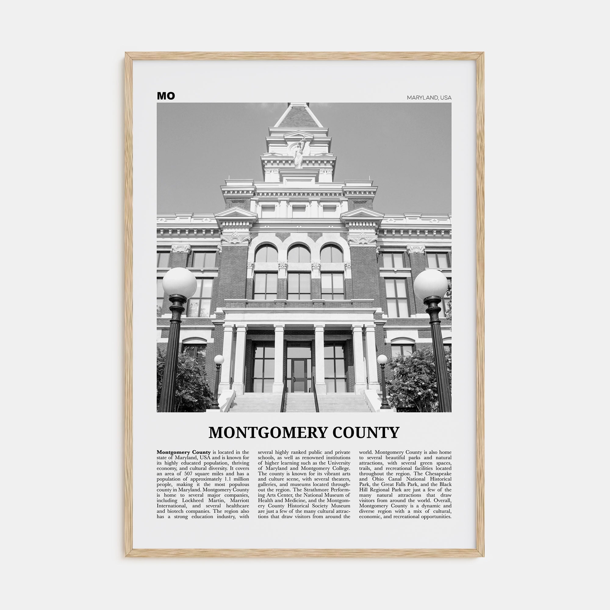 Montgomery County Travel B&W Poster