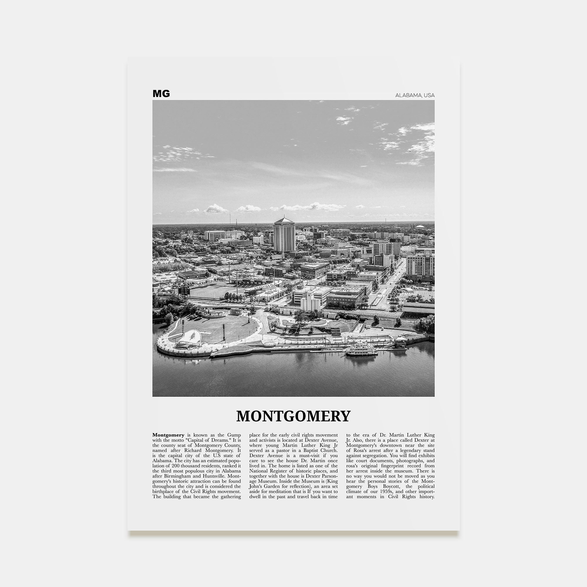 Montgomery Travel B&W Poster