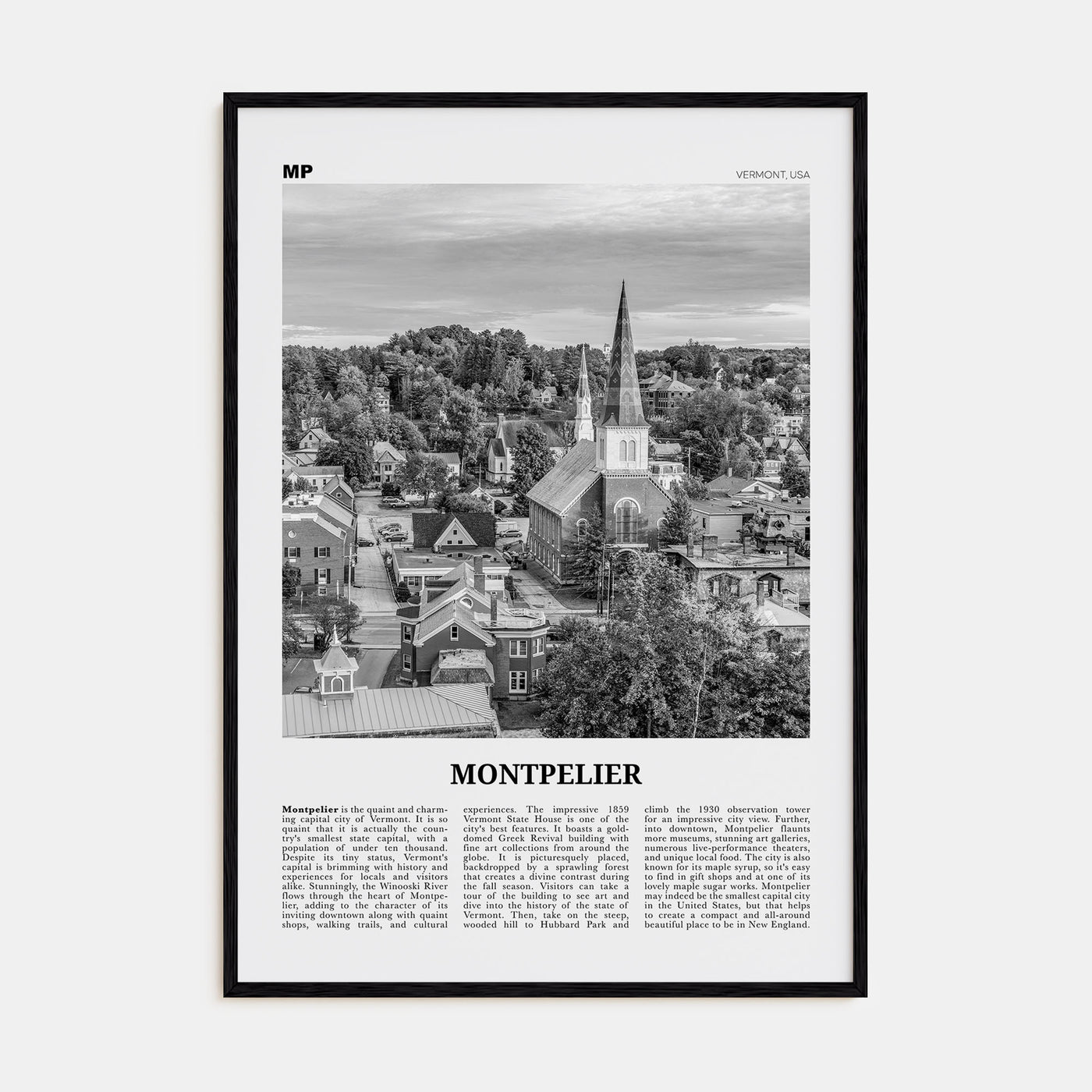 Montpelier Travel B&W Poster