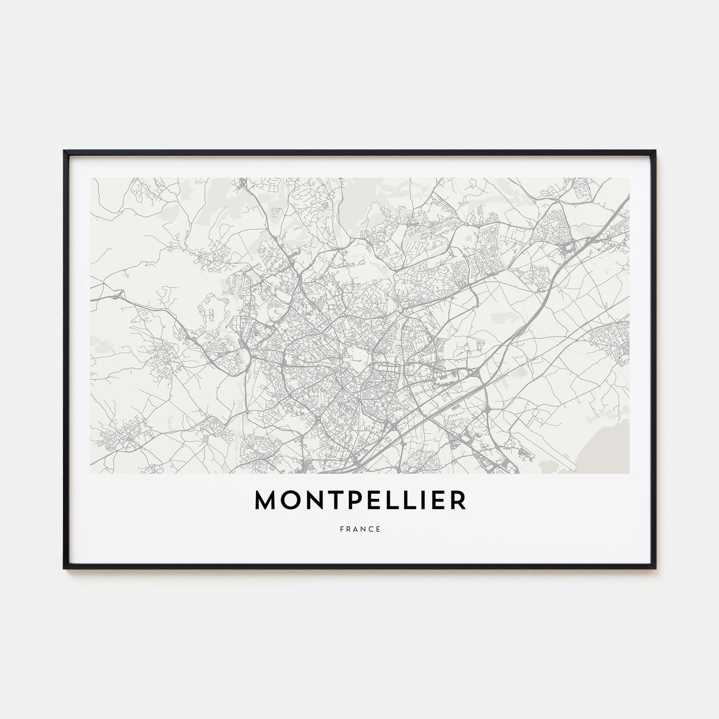 Montpellier Map Landscape Poster