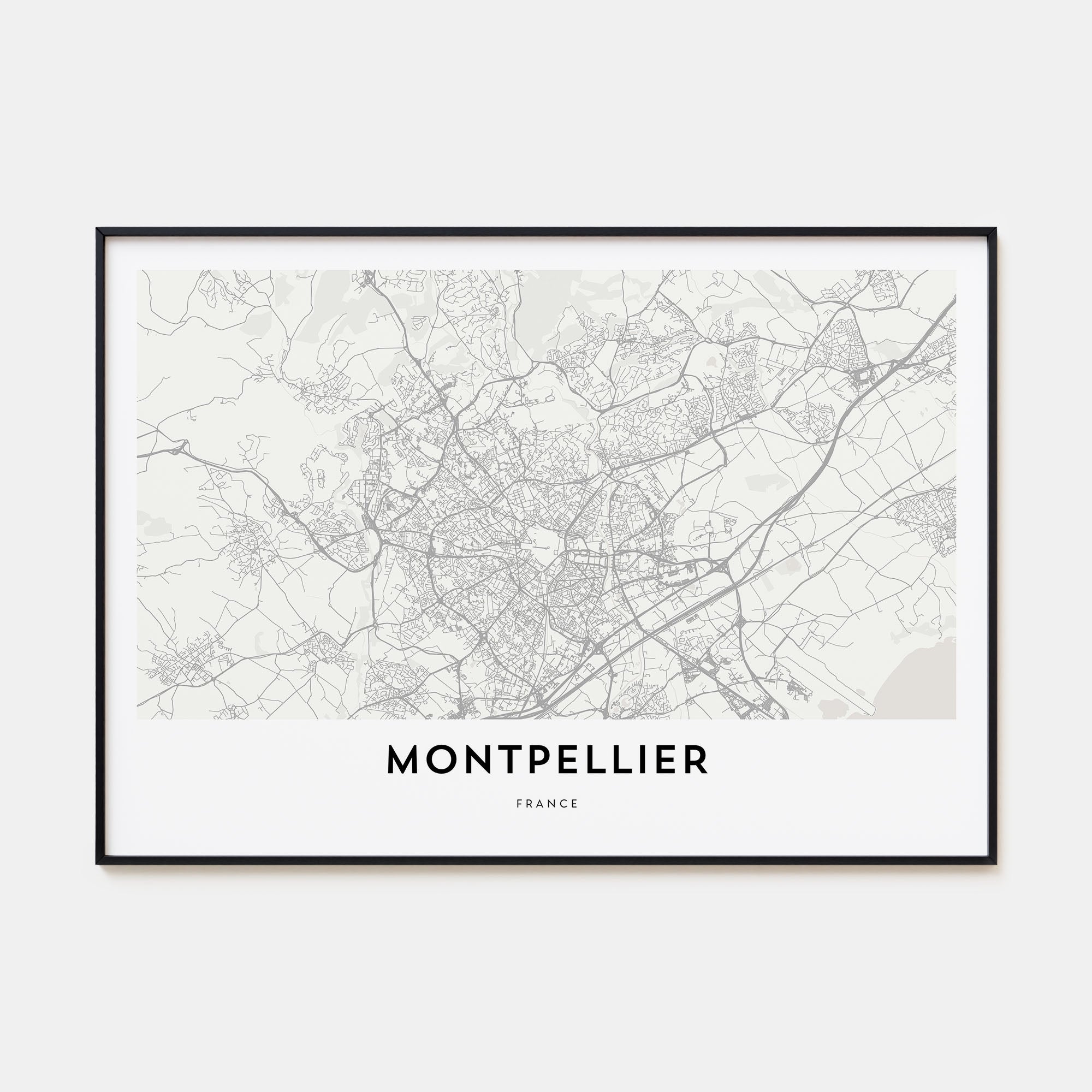 Montpellier Map Landscape Poster