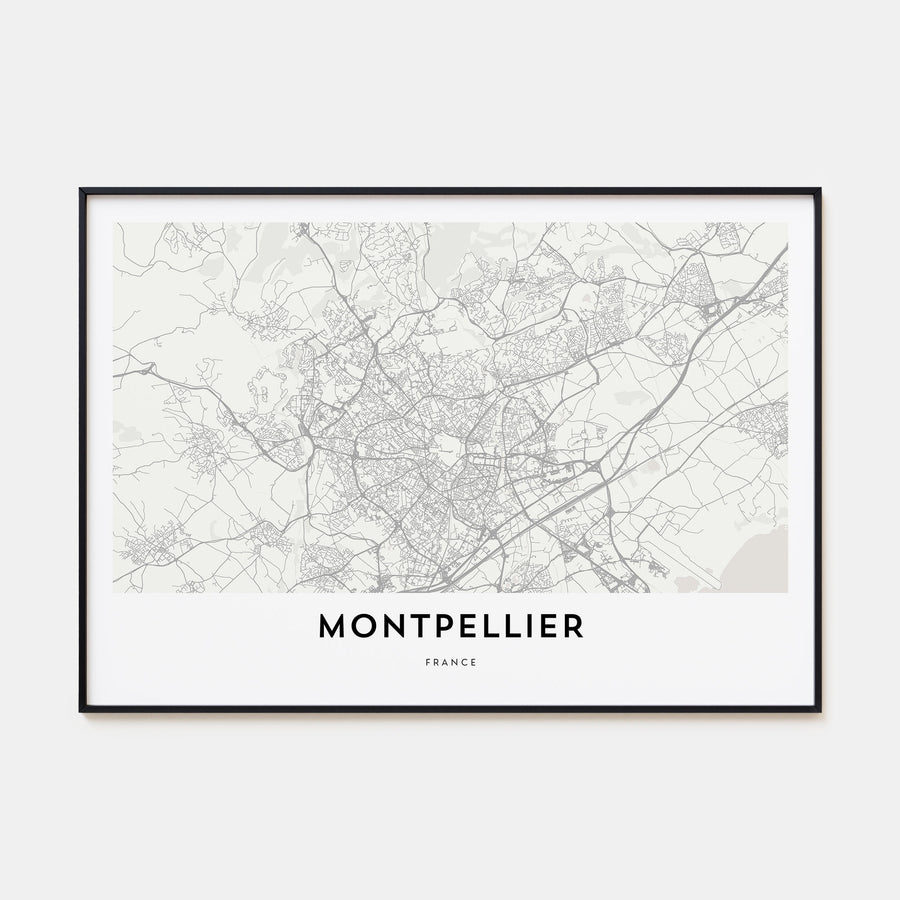 Montpellier Map Landscape Poster