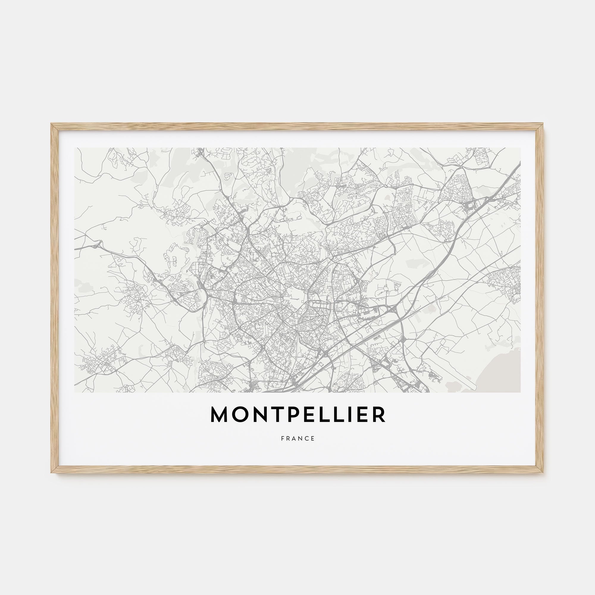Montpellier Map Landscape Poster