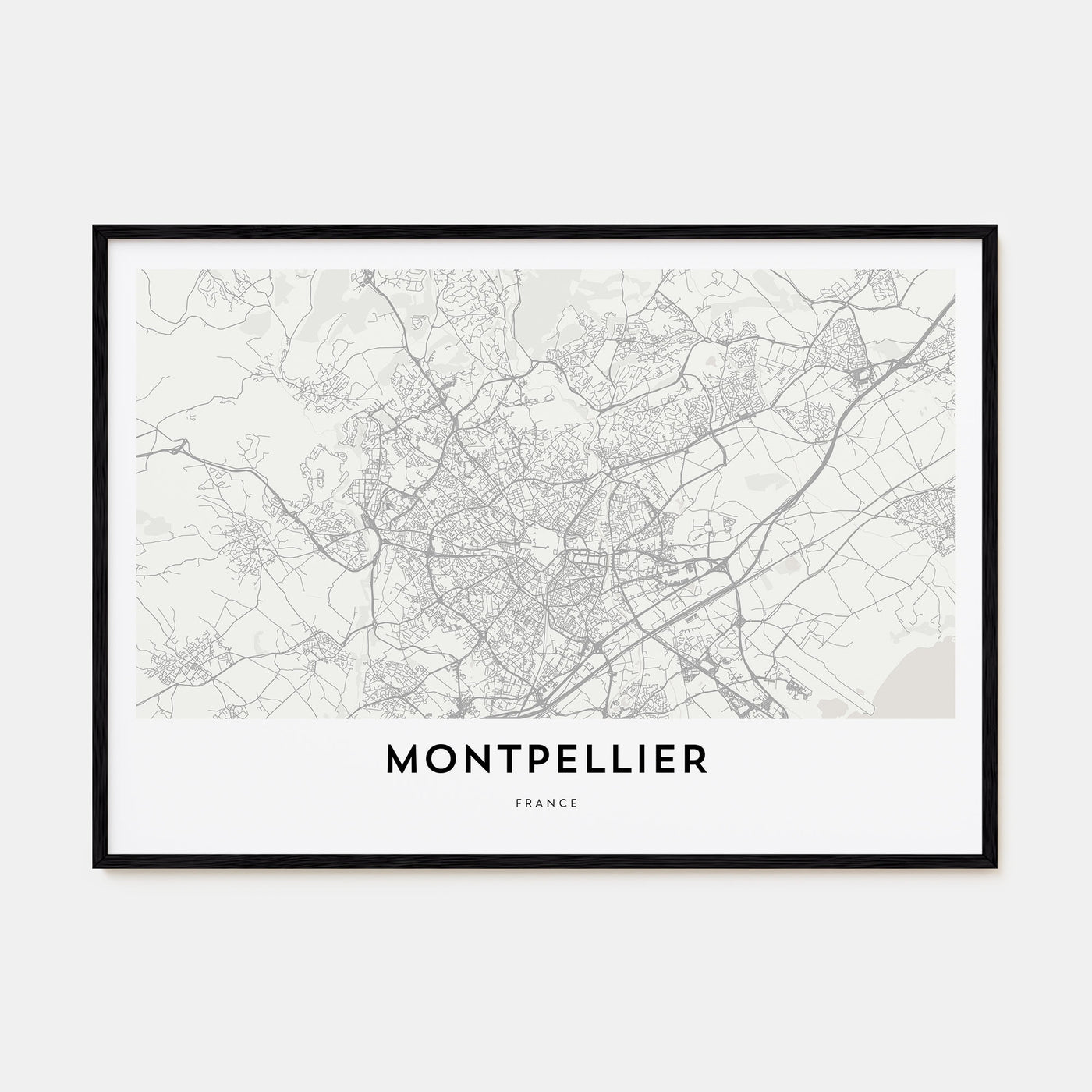 Montpellier Map Landscape Poster
