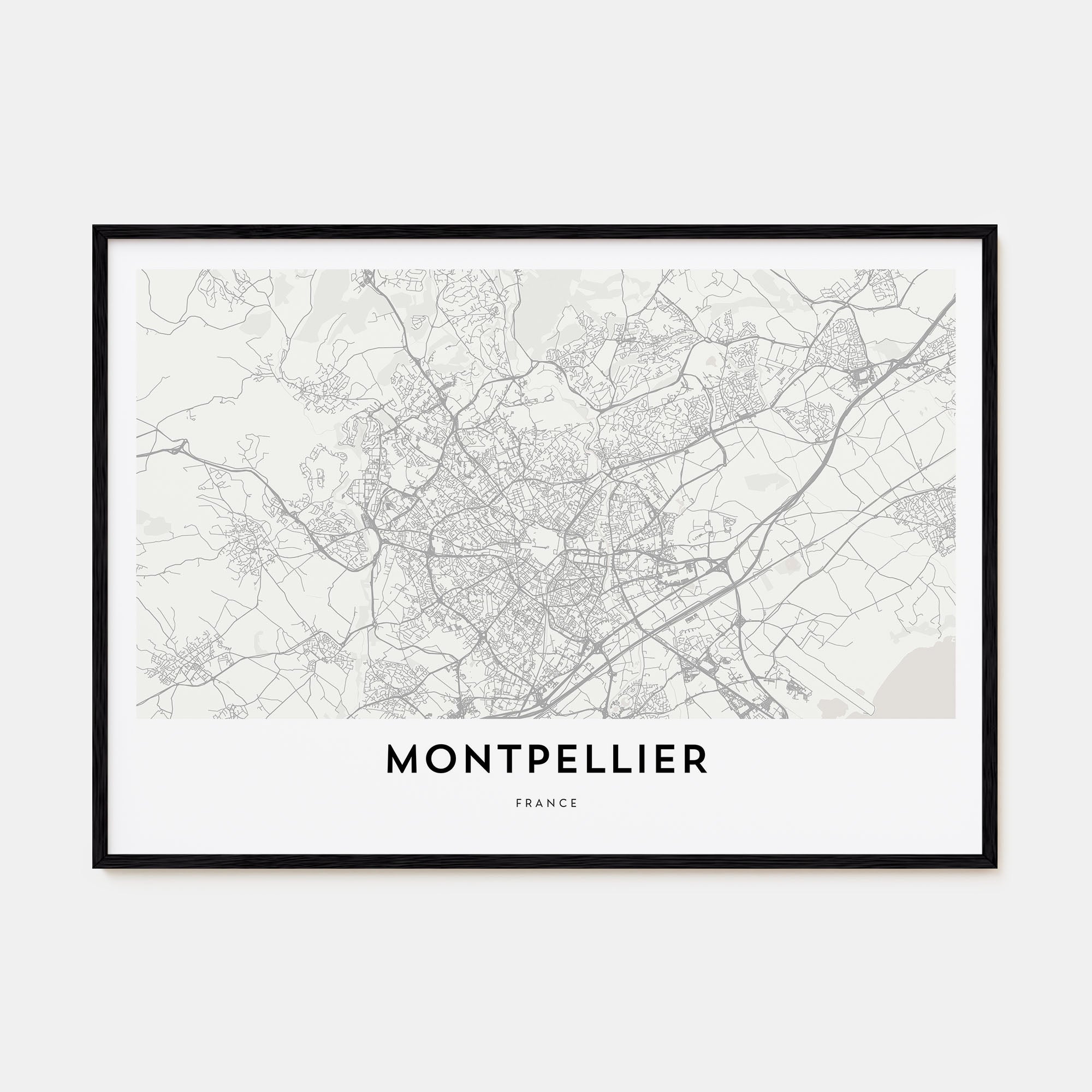 Montpellier Map Landscape Poster