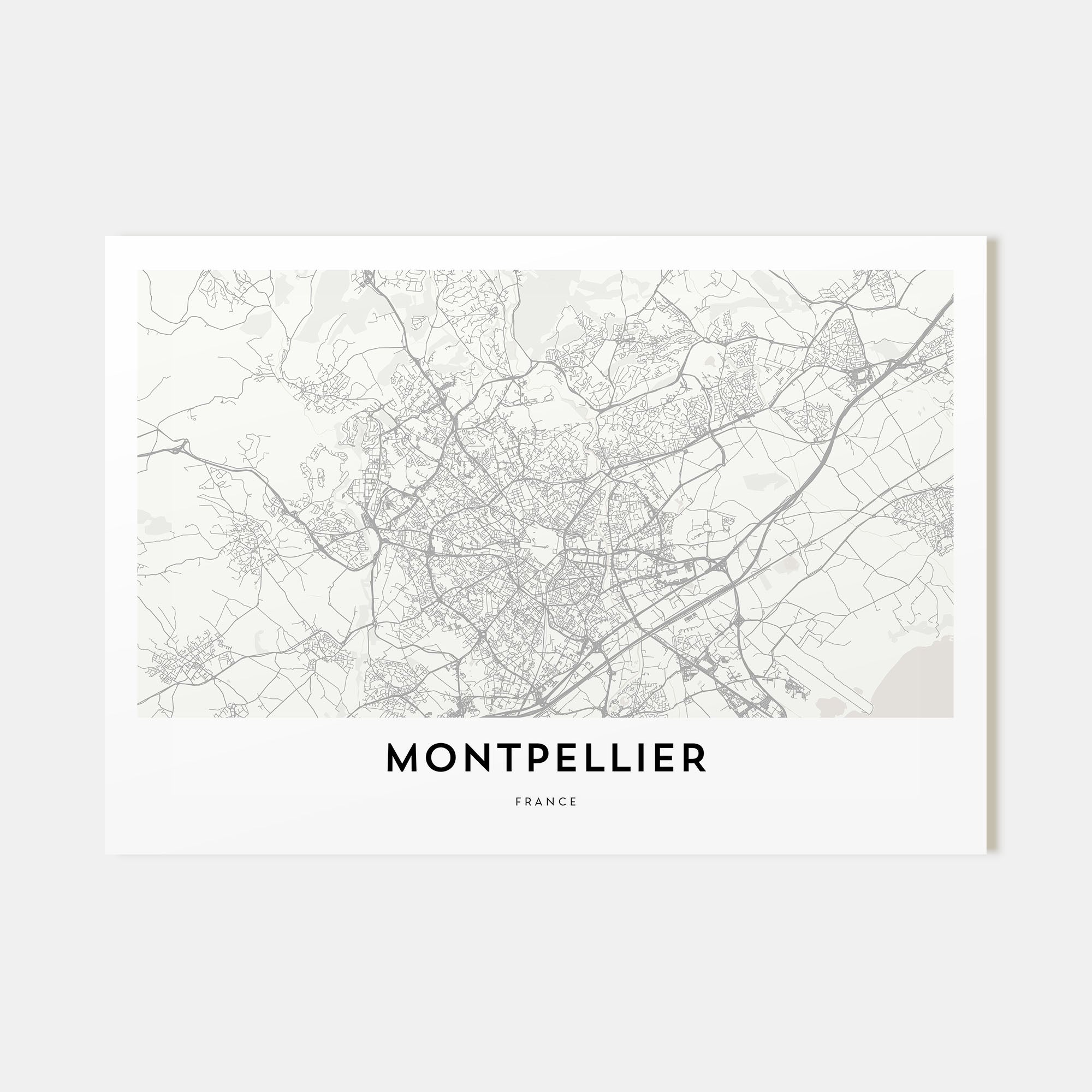 Montpellier Map Landscape Poster