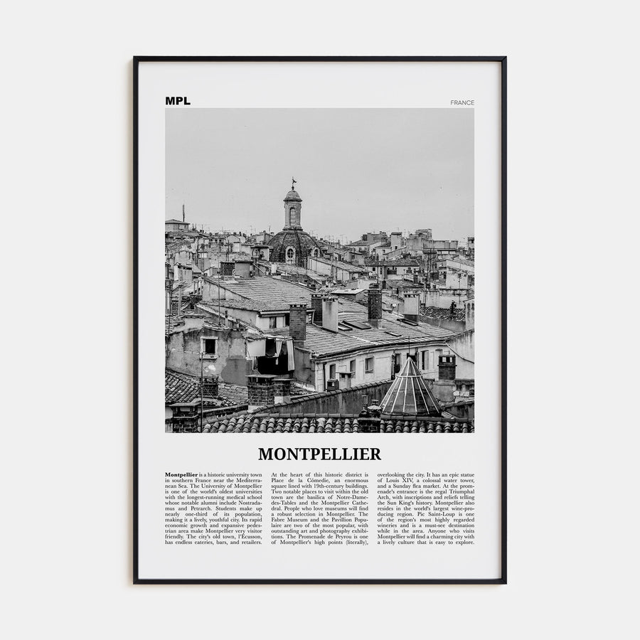 Montpellier Travel B&W Poster