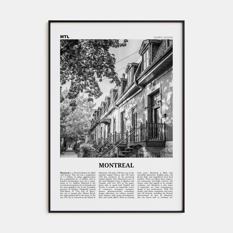 Montreal Travel B&W No 1 Poster