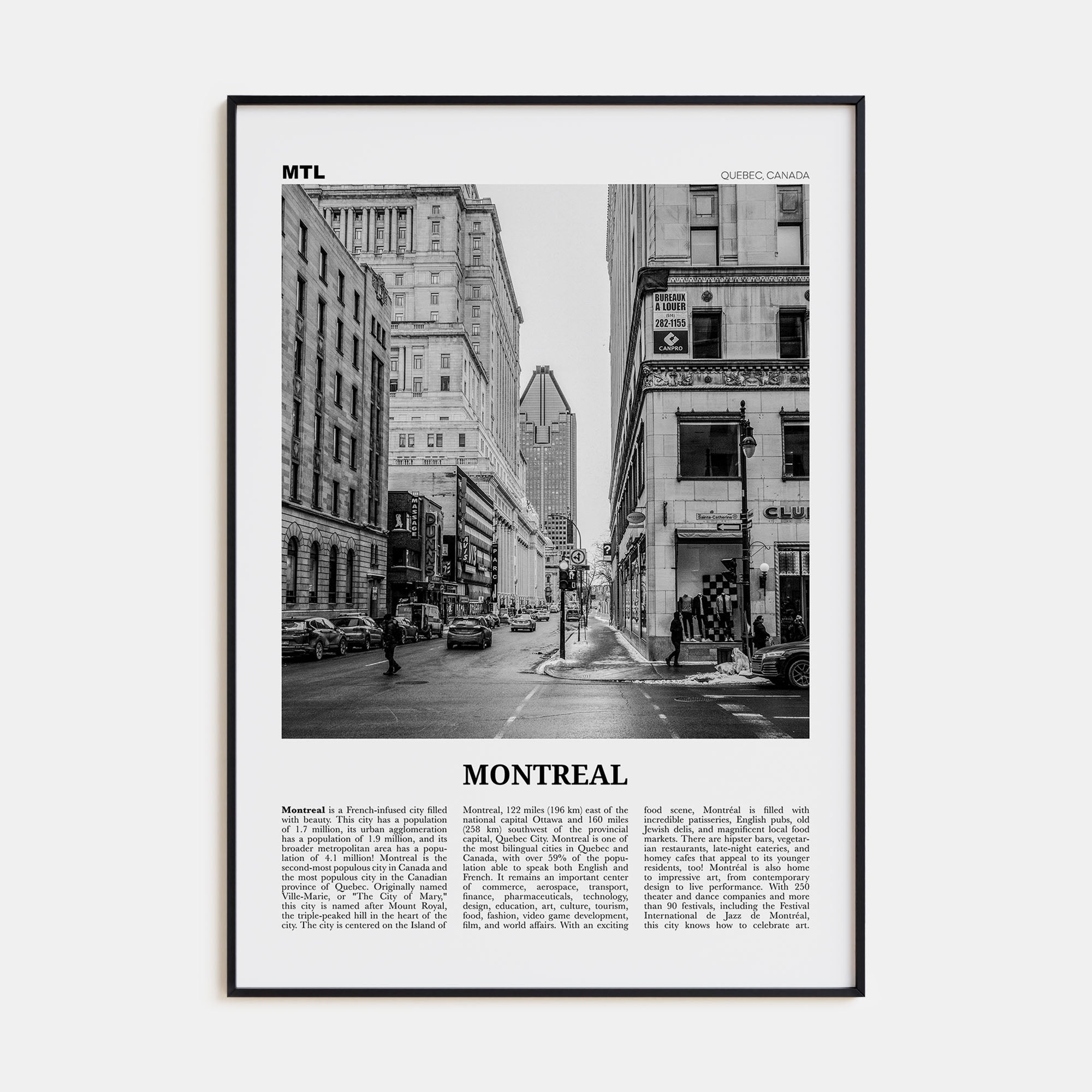 Montreal Travel B&W No 2 Poster