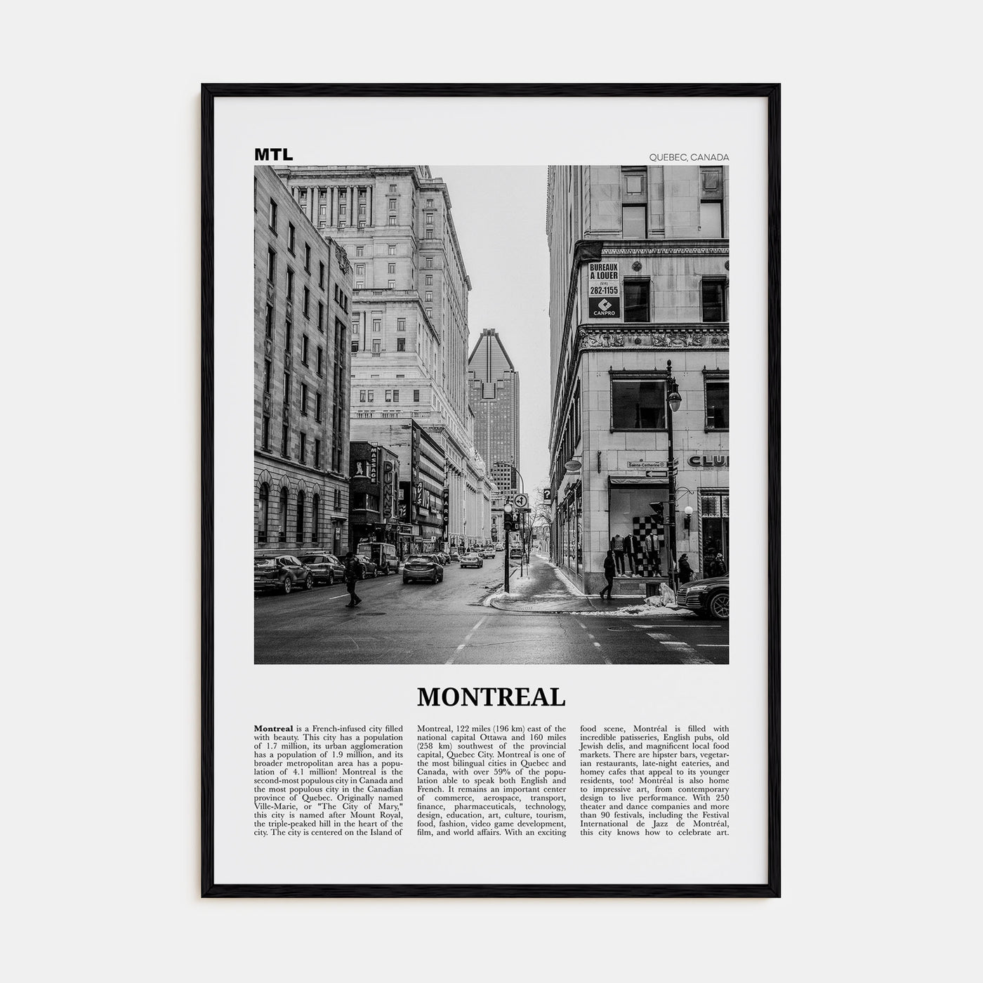 Montreal Travel B&W No 2 Poster