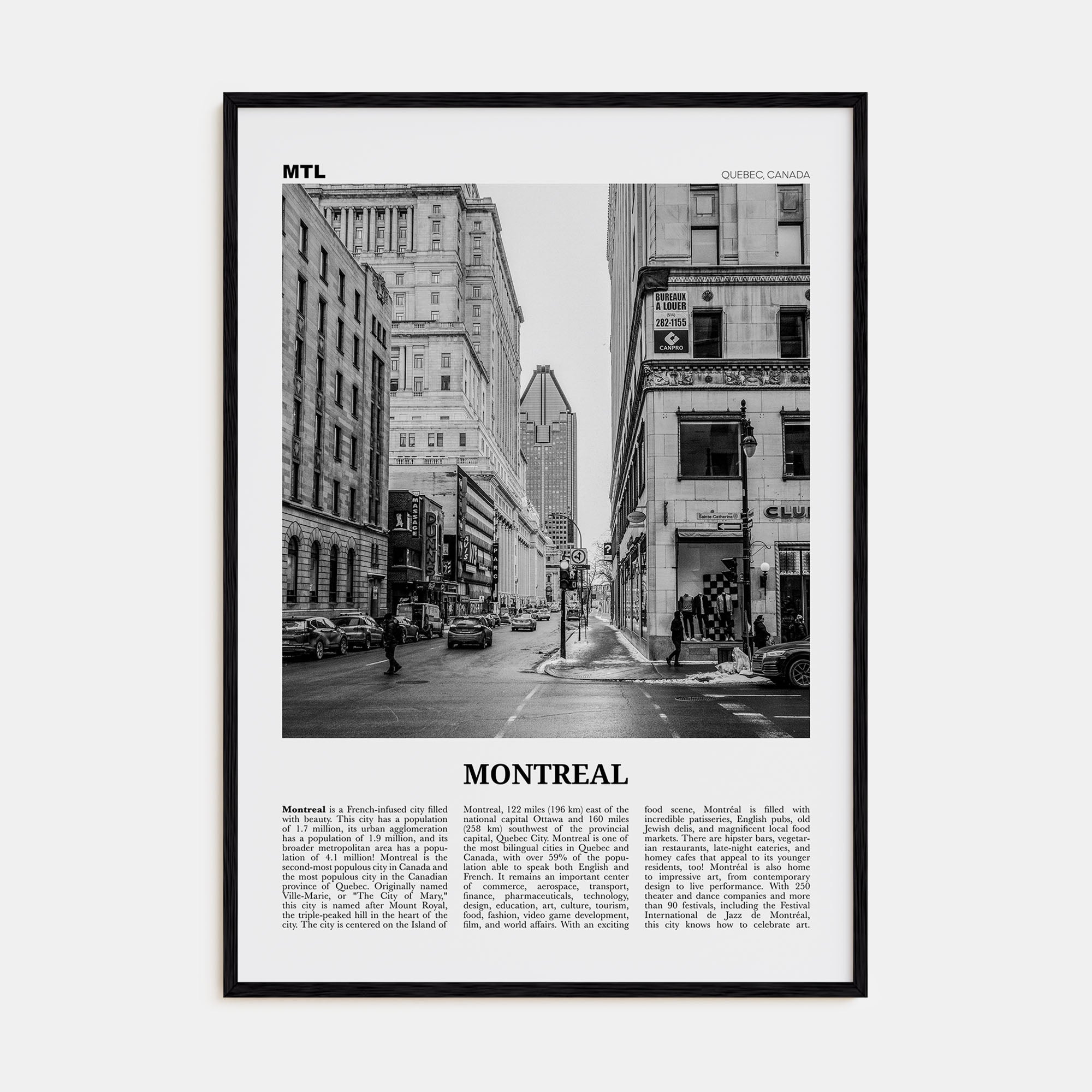 Montreal Travel B&W No 2 Poster