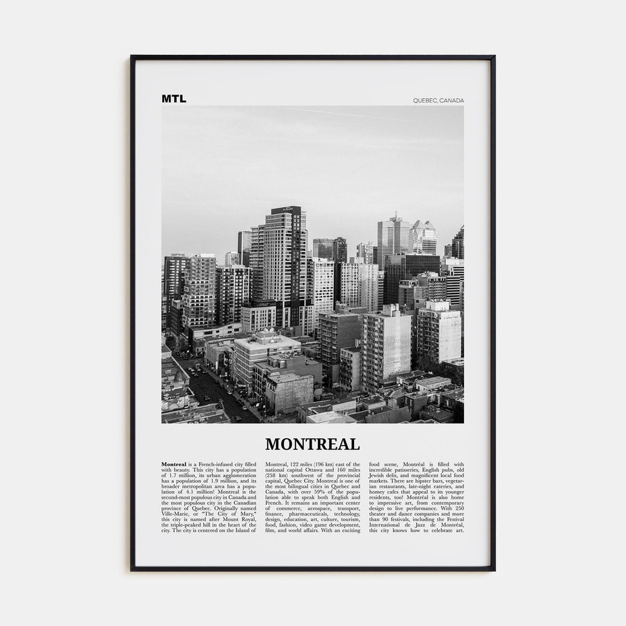 Montreal Travel B&W No 3 Poster