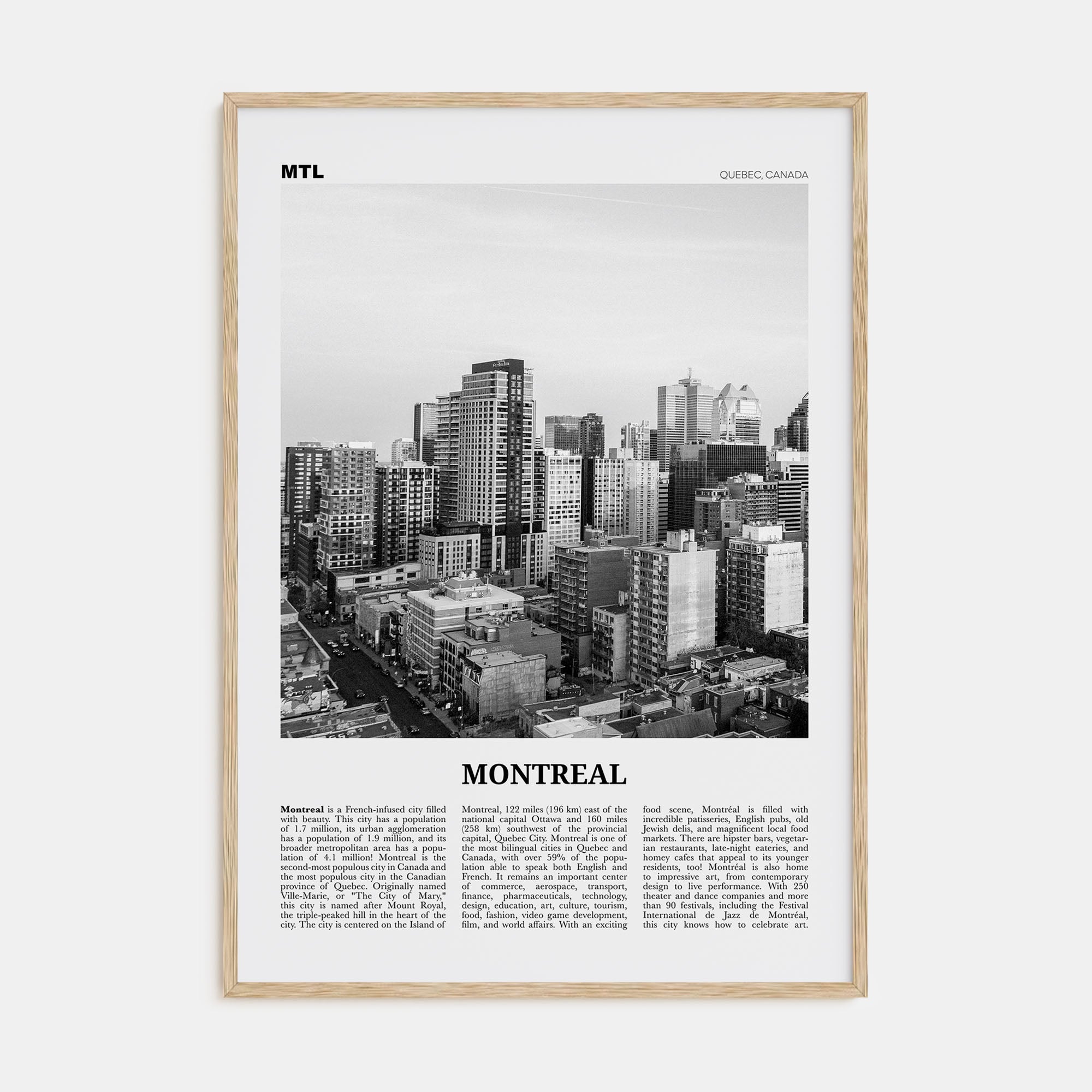Montreal Travel B&W No 3 Poster
