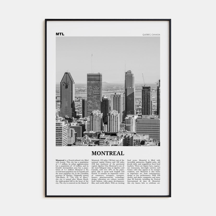 Montreal Travel B&W No 4 Poster