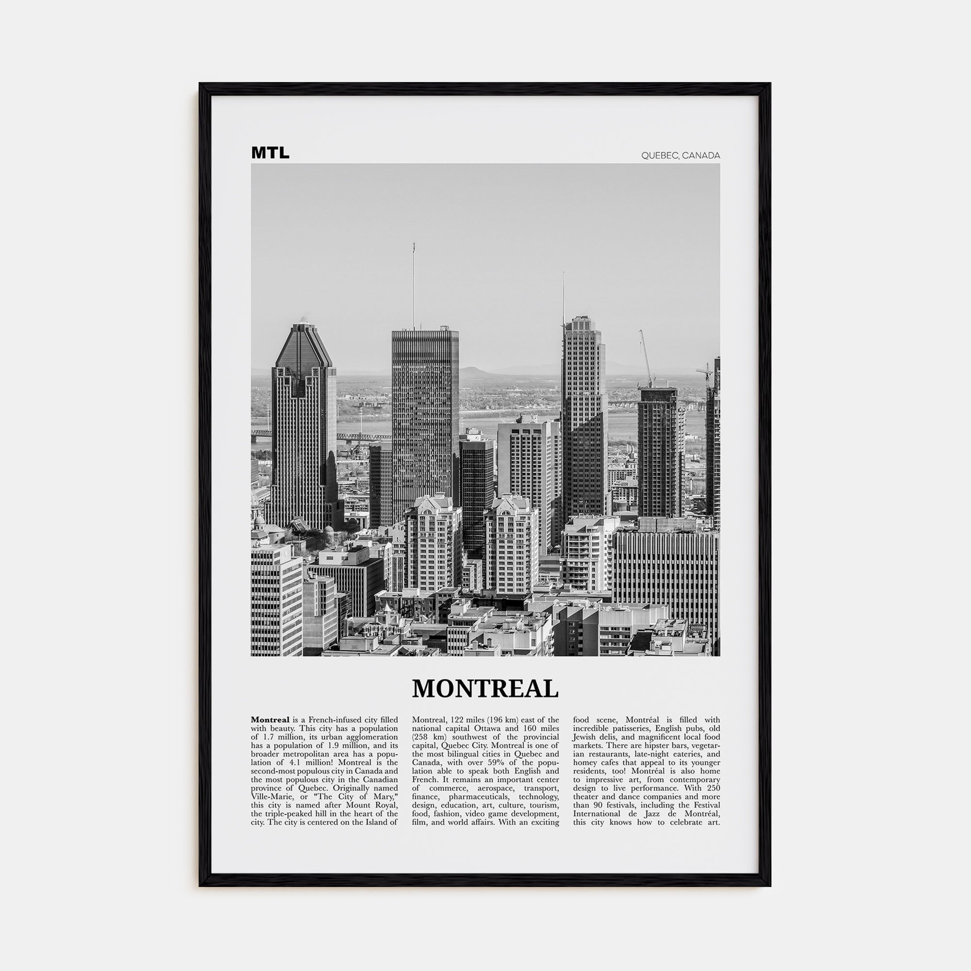 Montreal Travel B&W No 4 Poster
