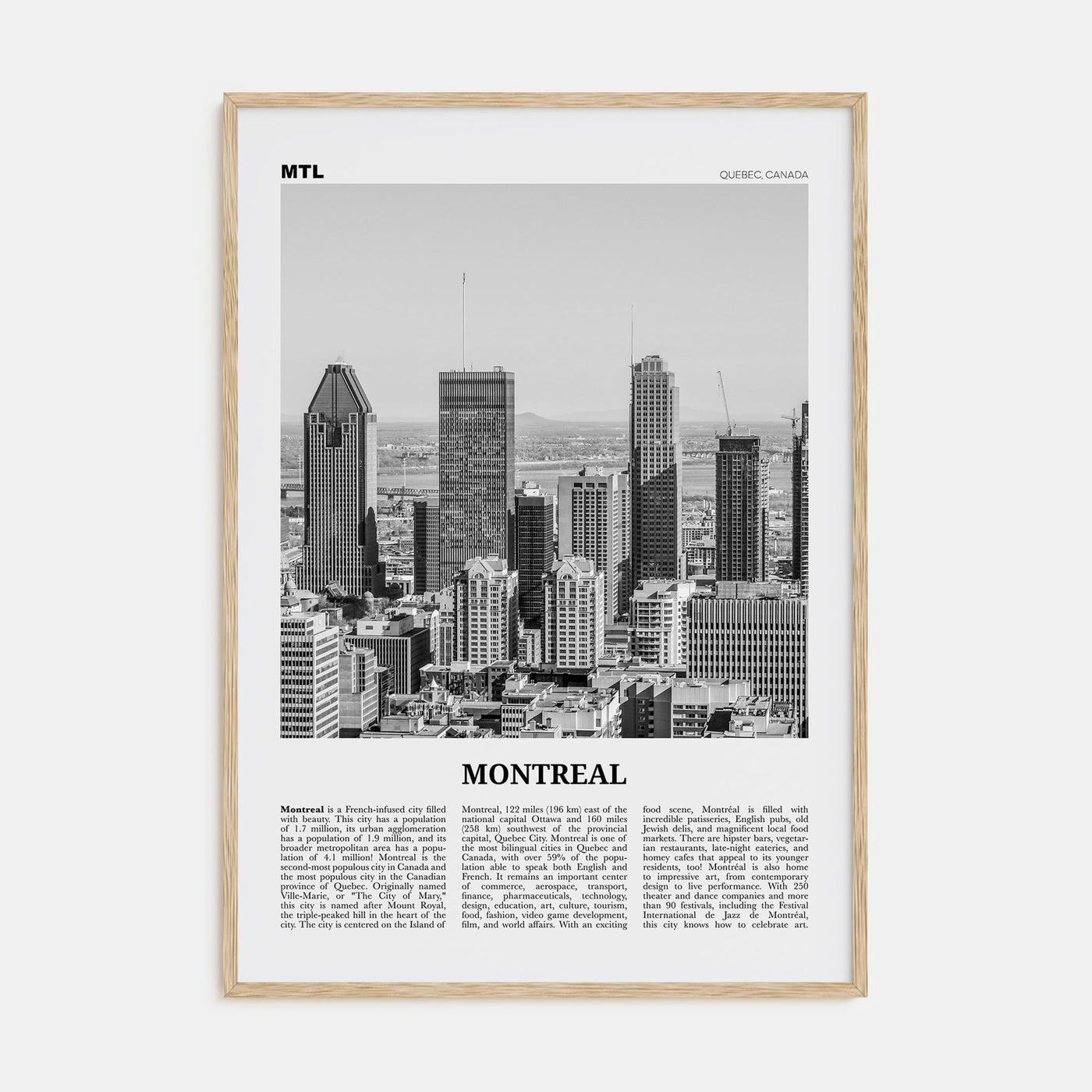 Montreal Travel B&W No 4 Poster