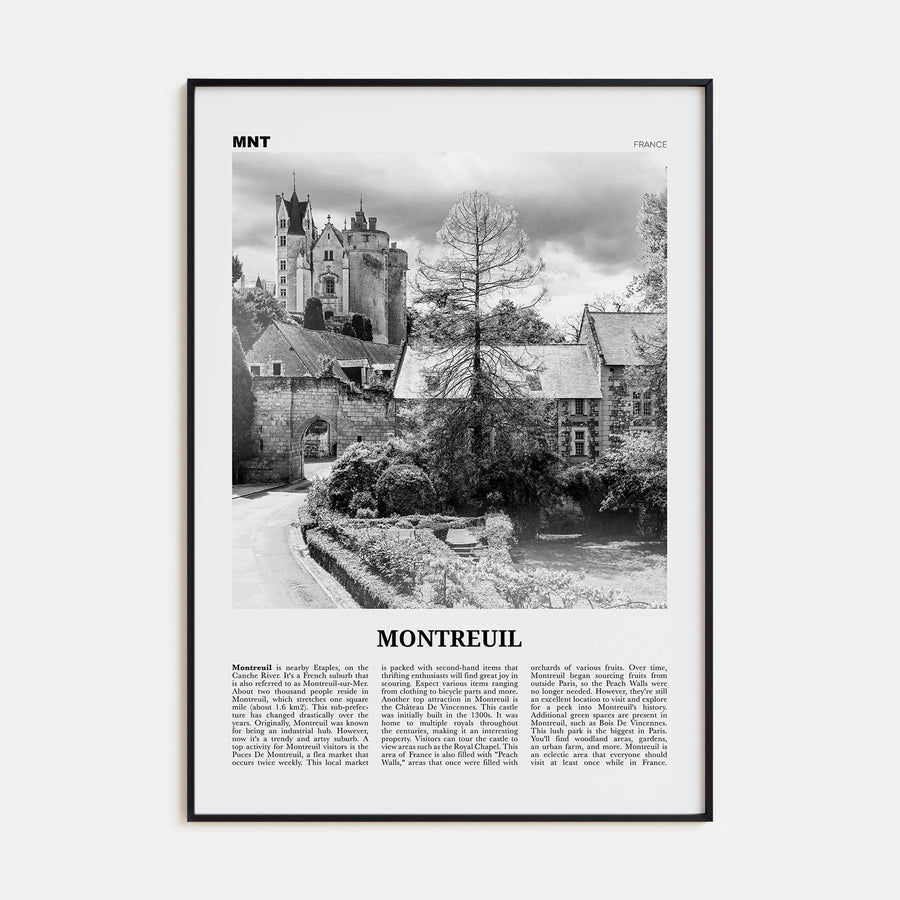 Montreuil Travel B&W Poster